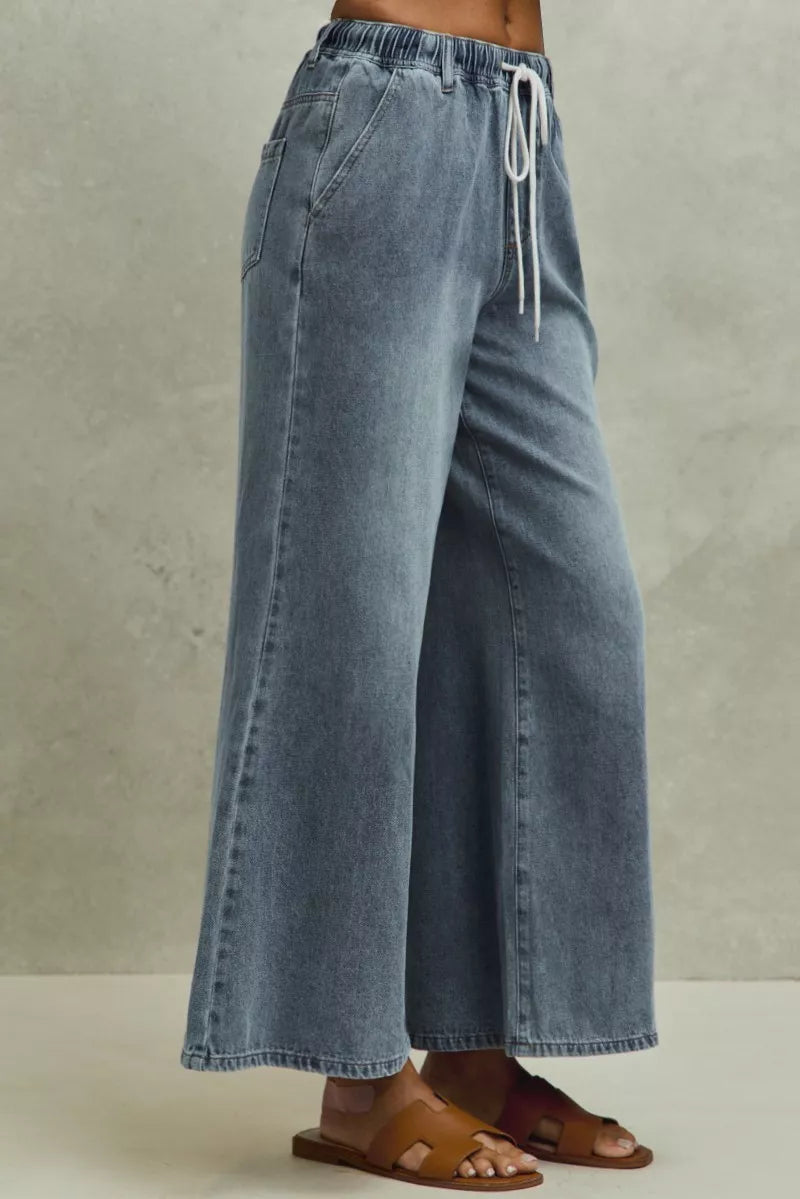 SO ME Mid Rise Elastic Waist Flare Denim Jeans Secondary image