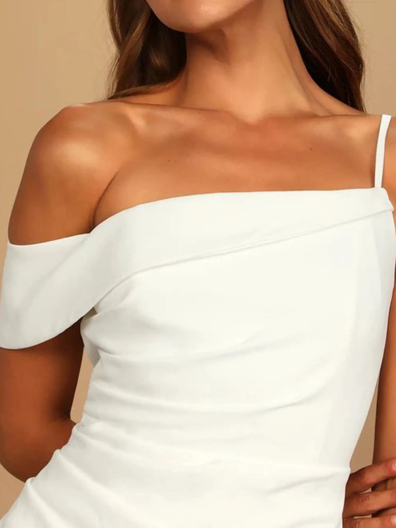 Split Asymmetrical Neck Midi Dress Secondary image