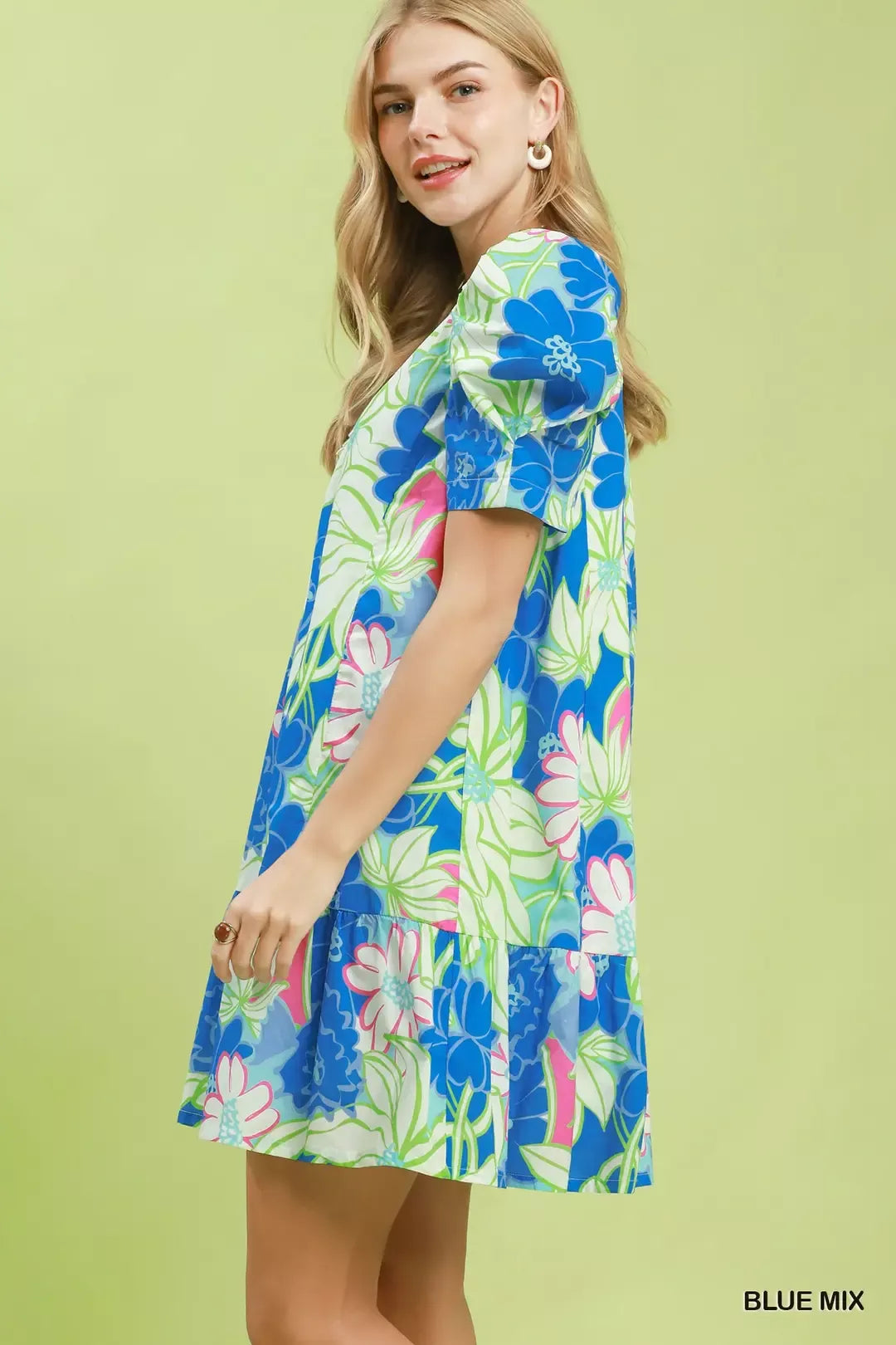 Umgee Floral Puff Sleeve Tiered Mini Dress Secondary image