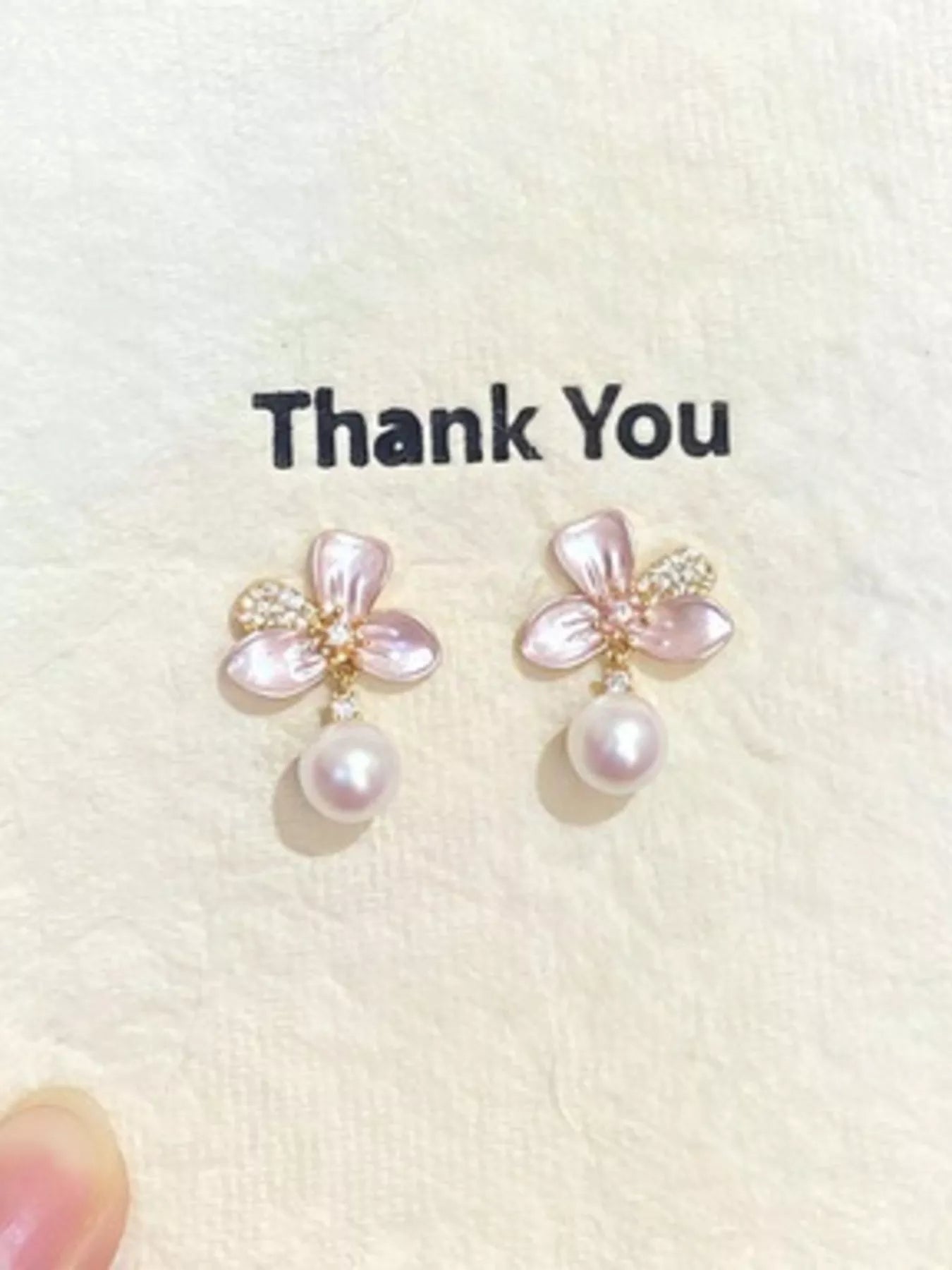Pearl Flower Drop Earrings Secondary image