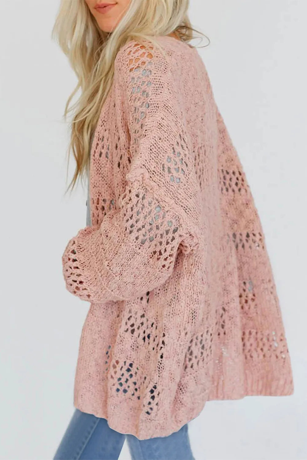 Openwork Open Front Long Sleeve Cardigan Secondary image