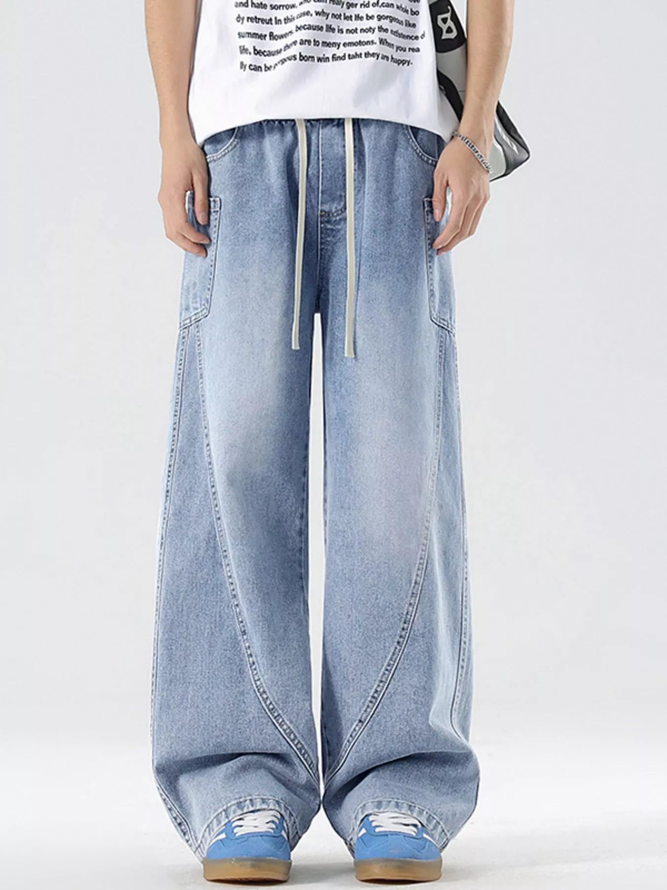 Men's Full Size Wide Leg Wash Denim Jeans Plus Size Secondary image