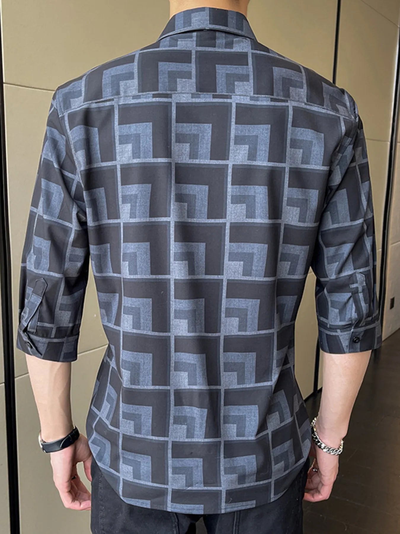 Men's Plus Size Geometric Pattern Button Up Casual Shirt Secondary image