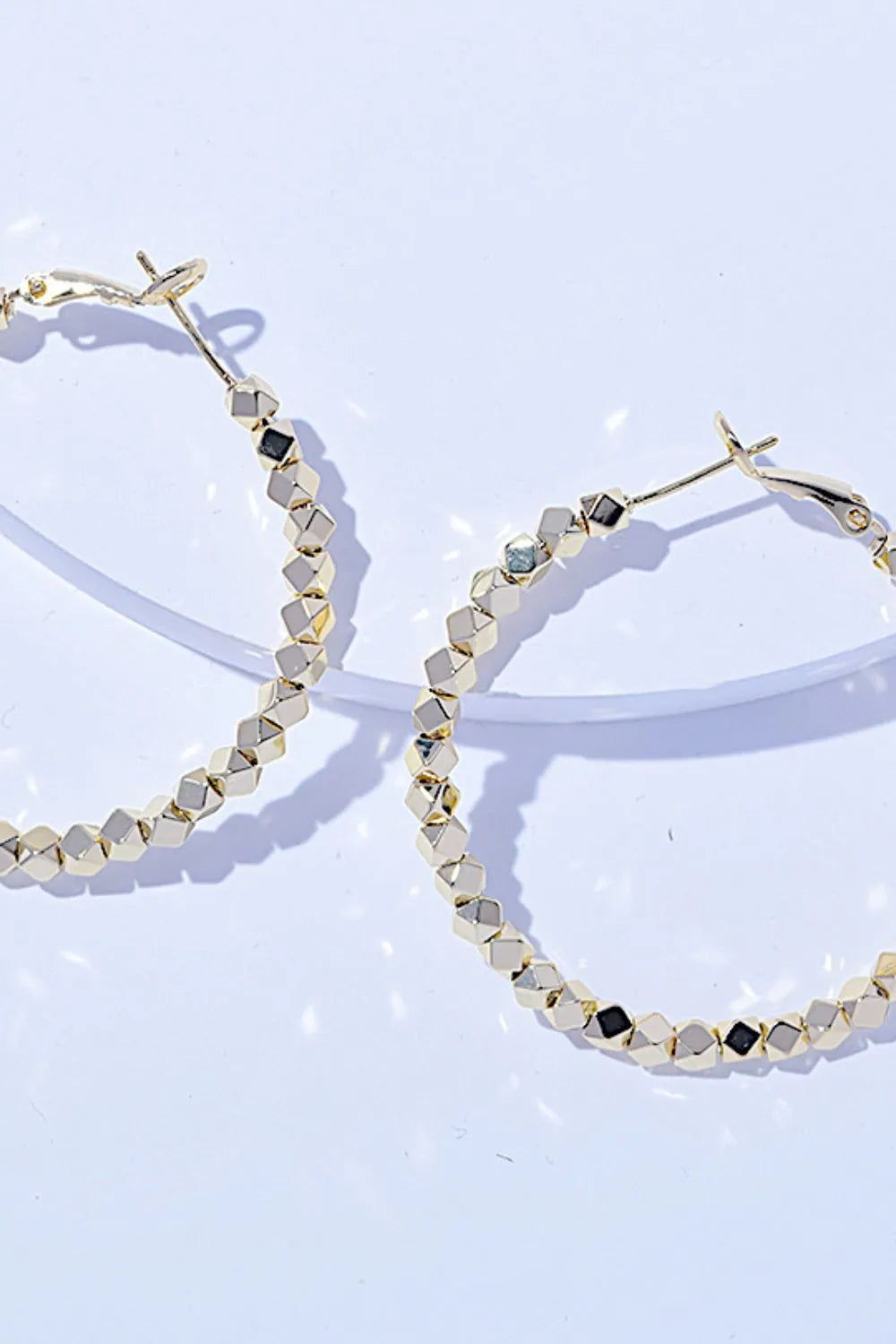 Elegant Alloy Hoop Earrings with Geometric Beads Secondary image