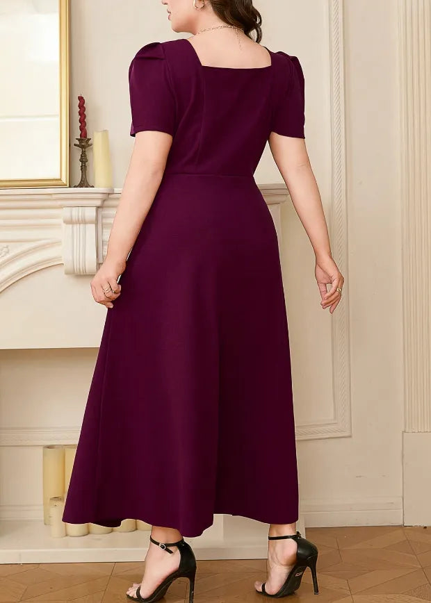 Plus Size Square Neck Puff Sleeve Midi Dress Secondary image