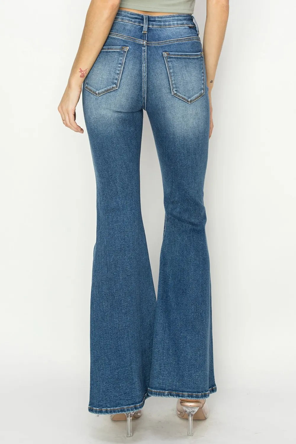 RISEN Full Size High Rise Front Seam Detailed Flare Jeans Secondary image