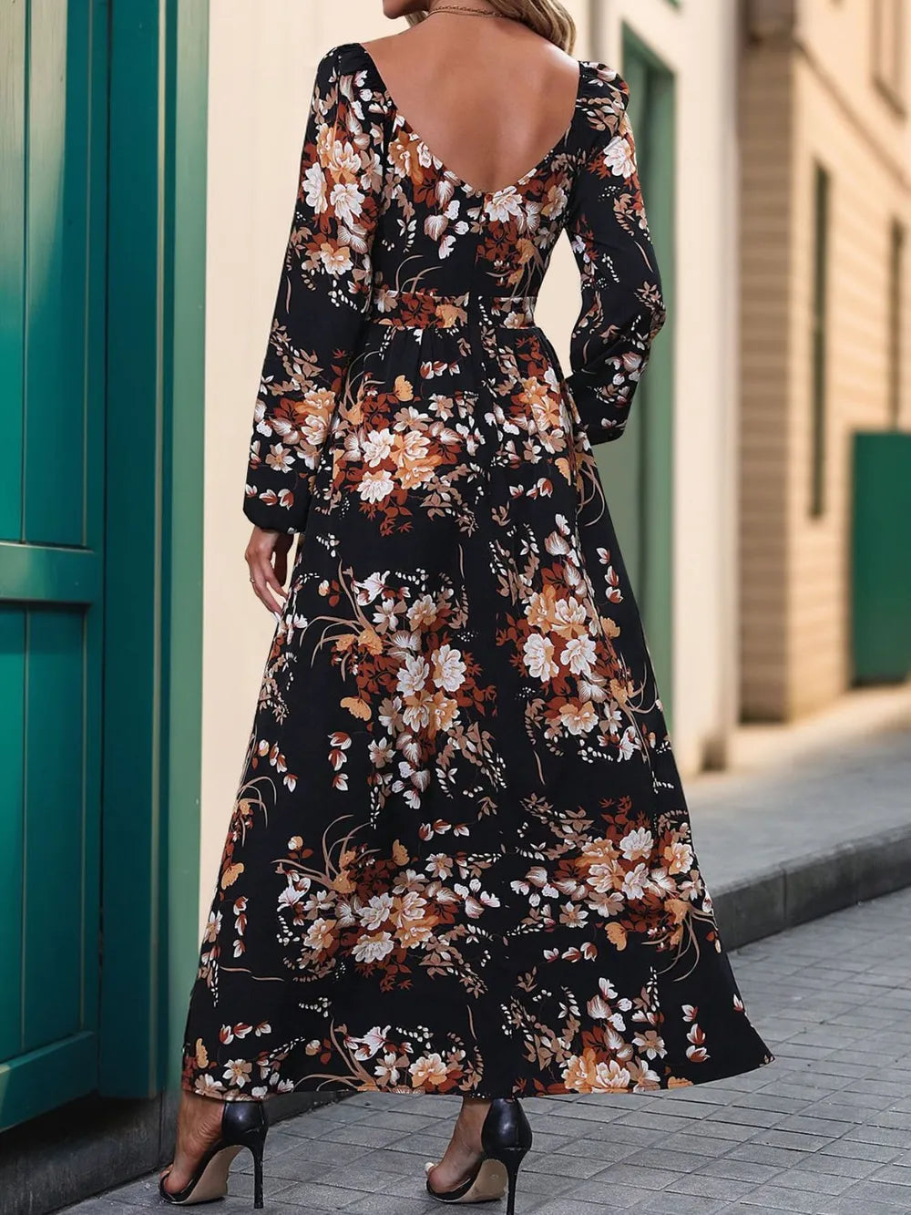 Perfee Slit Printed Surplice Long Sleeve Maxi Dress Secondary image