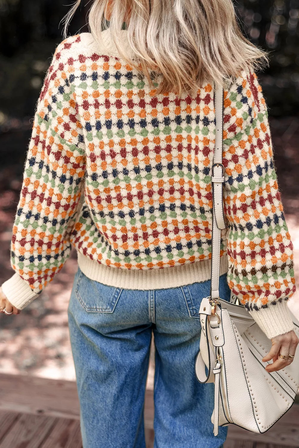 Multicolour Dotty Pattern Knit Button Front Cardigan Secondary image