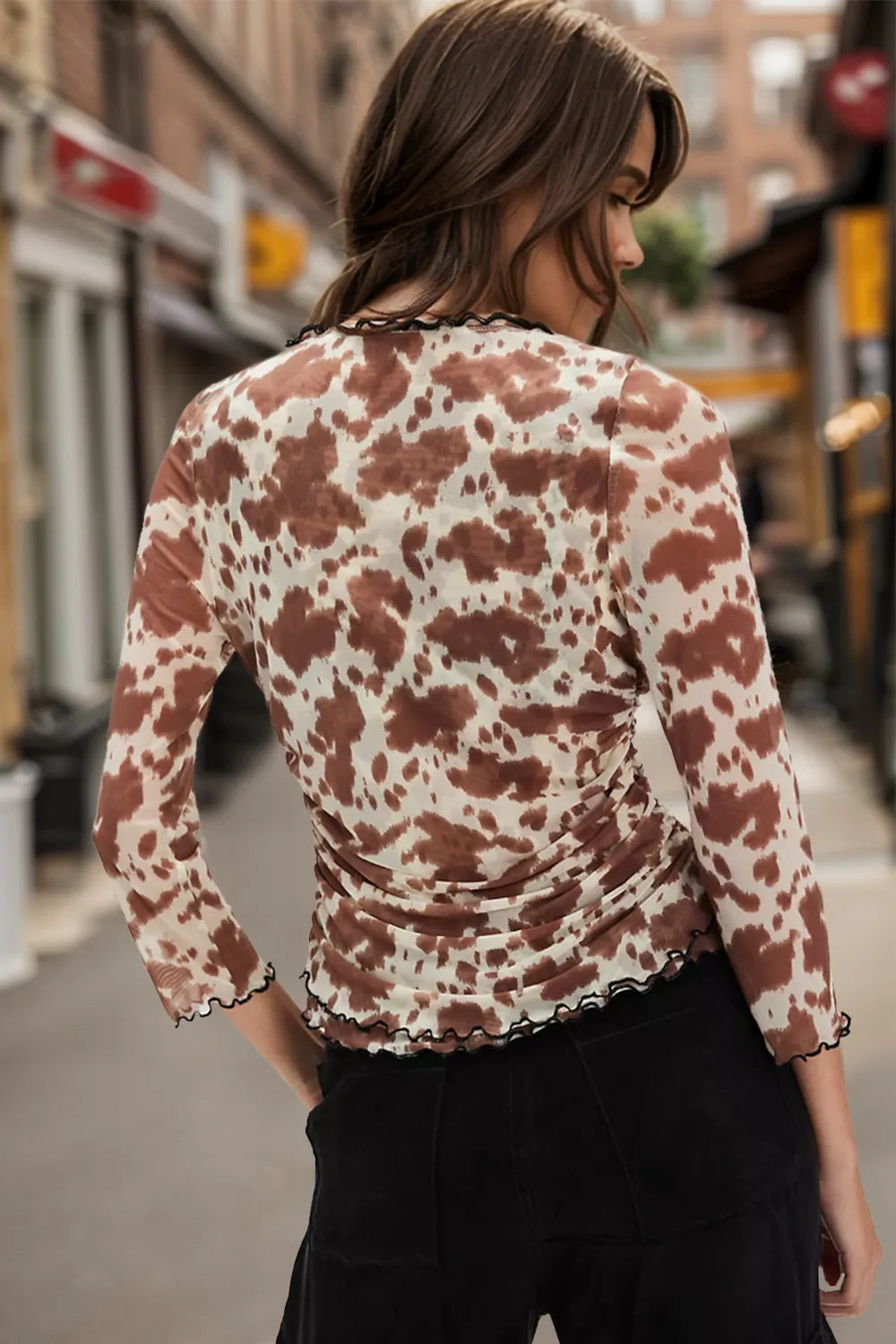 Oh Full Size Animal Print Button Down Plunge Top Secondary image