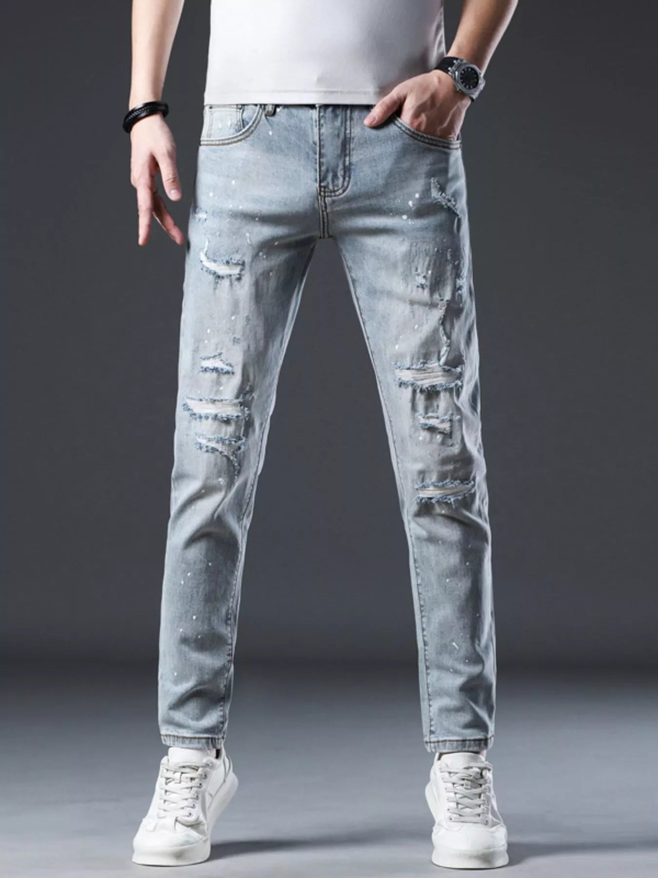 Men's Distressed Slim Fit Jeans Secondary image