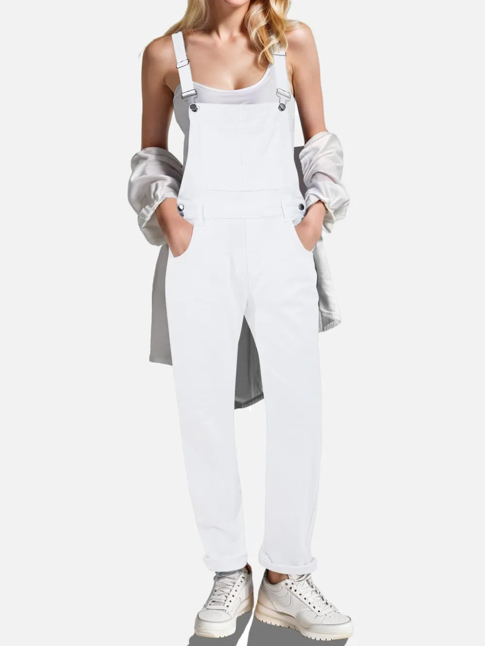 Square Neck Wide Strap Denim Overalls Secondary image