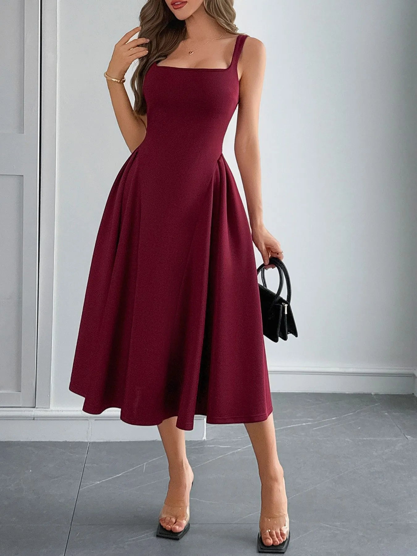 Square Neck Wide Strap Midi Dress Secondary image