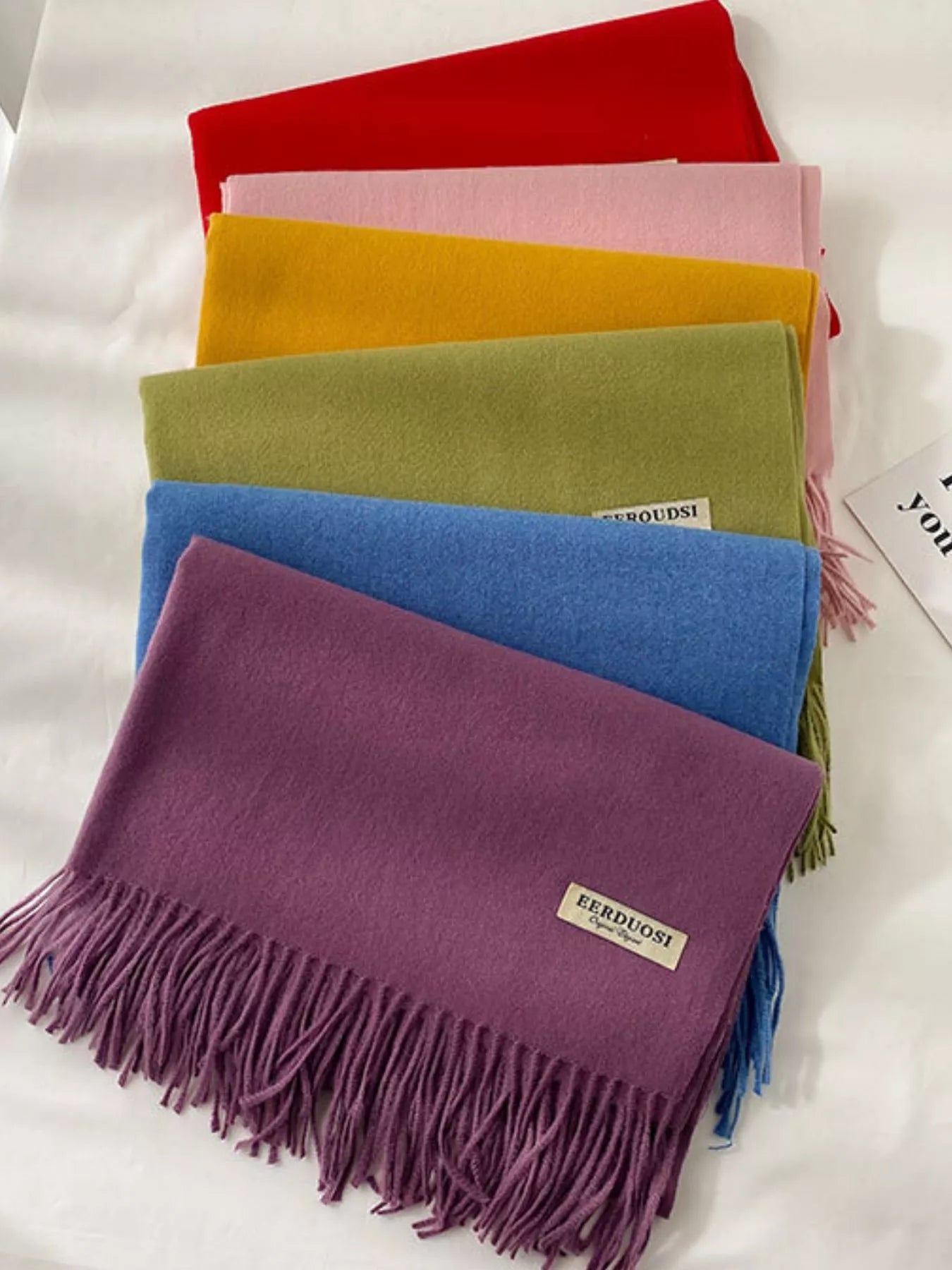 Fringe Solid Color Scarf Secondary image