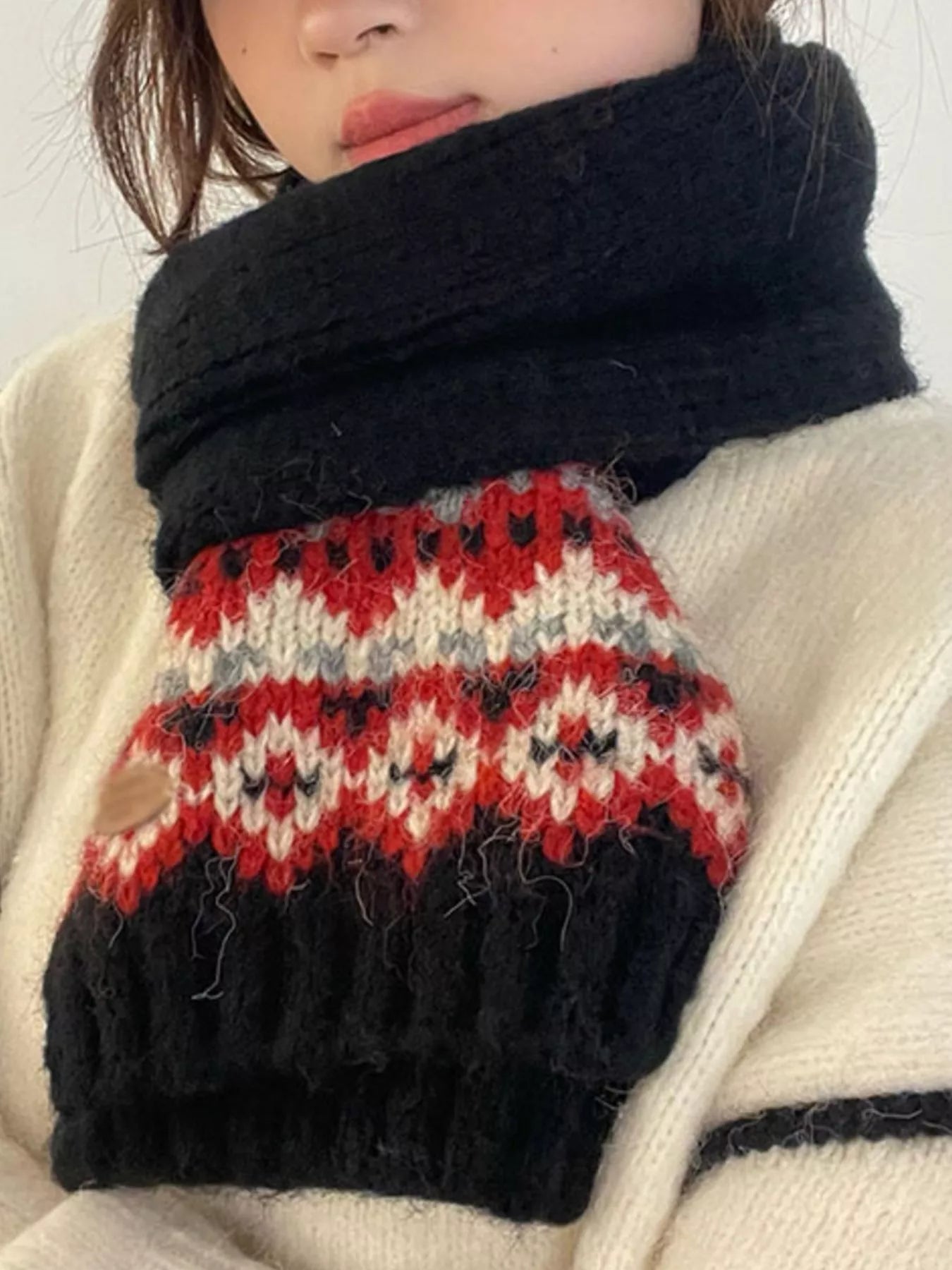Nordic Pattern Knitted Winter Scarf Secondary image