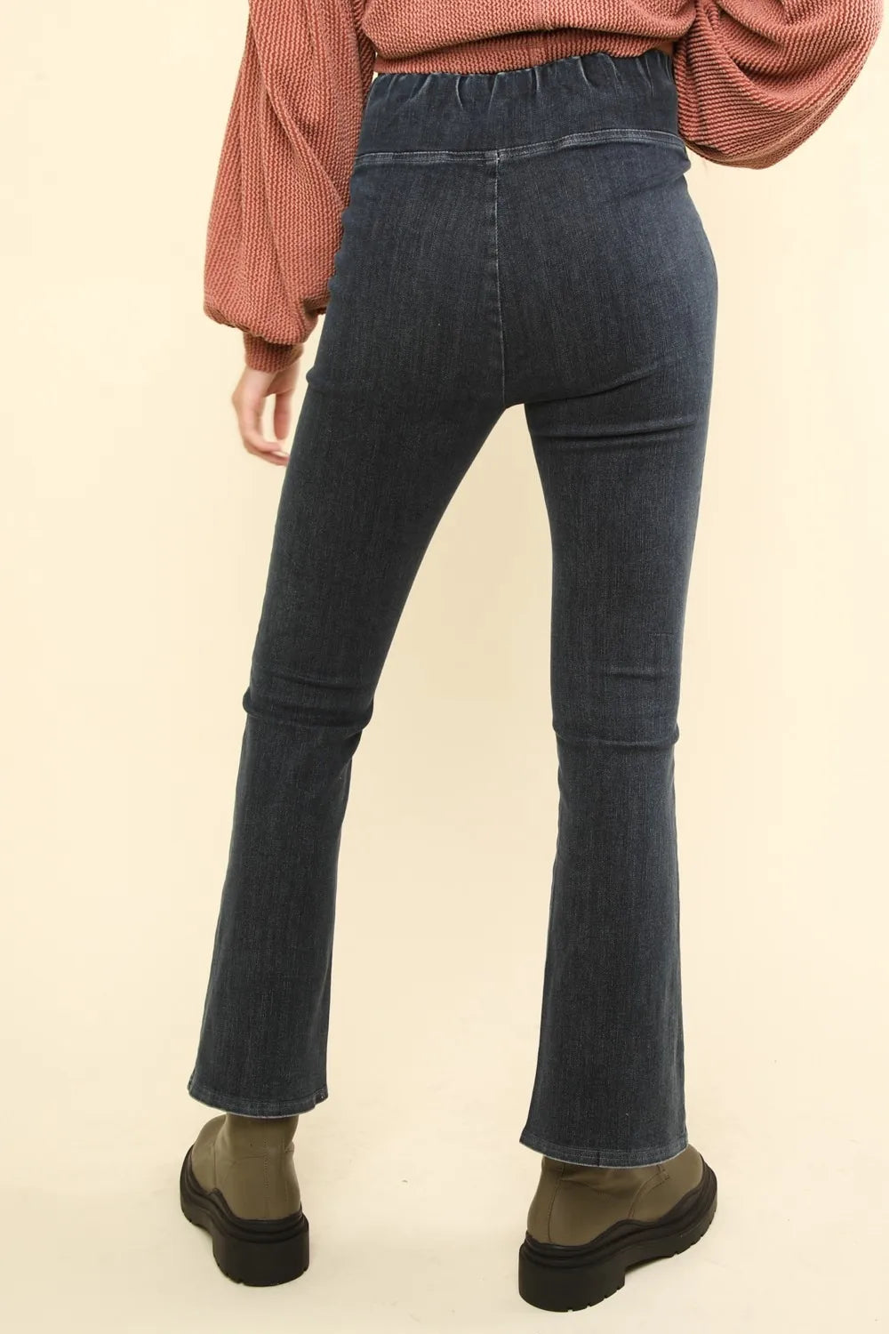 VERY J Washed Denim Stretchy Crossover Waist Leggings Secondary image