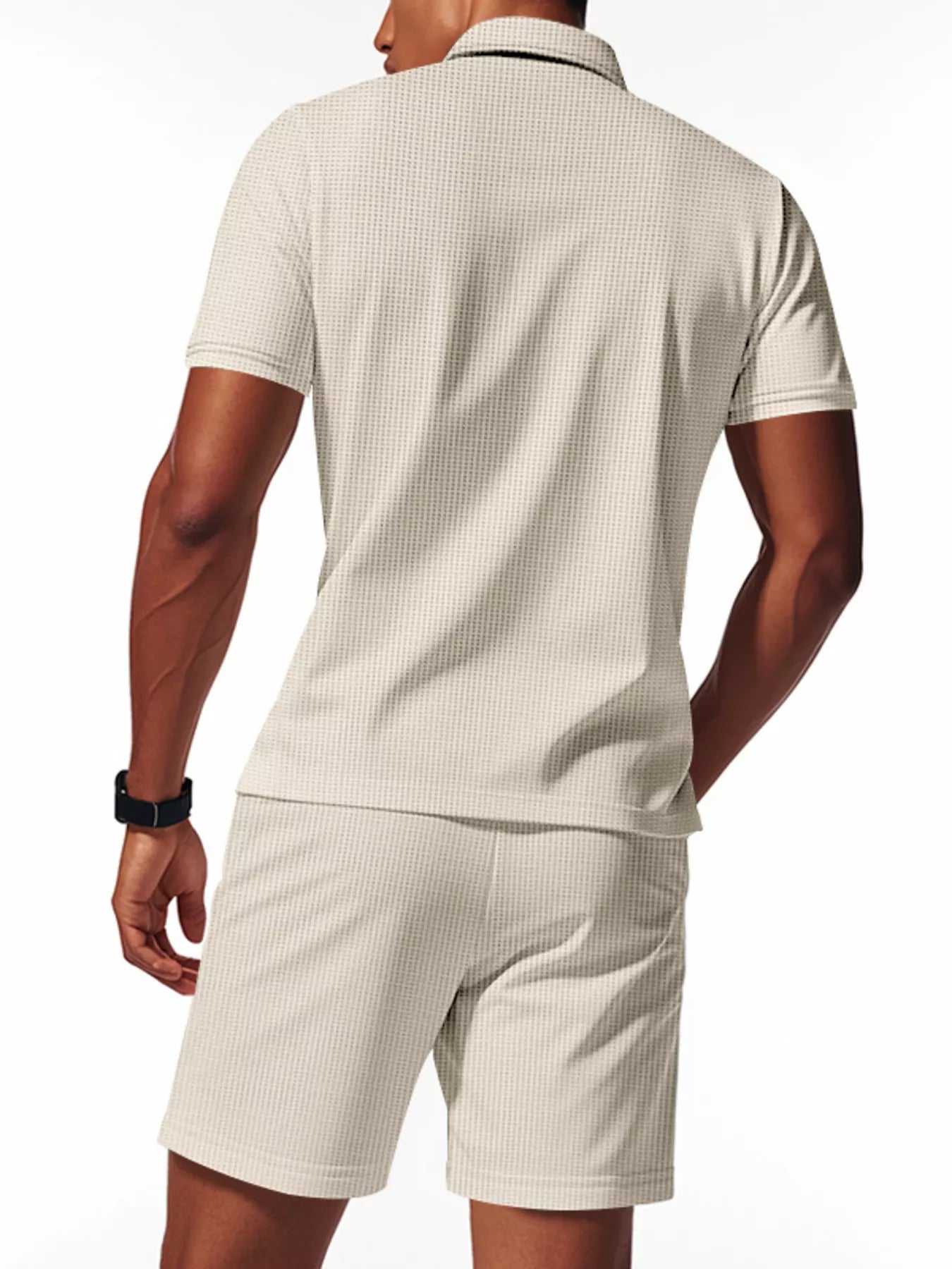 Men's Full Size Casual Short Sleeve Polo and Shorts Set Plus Size Secondary image