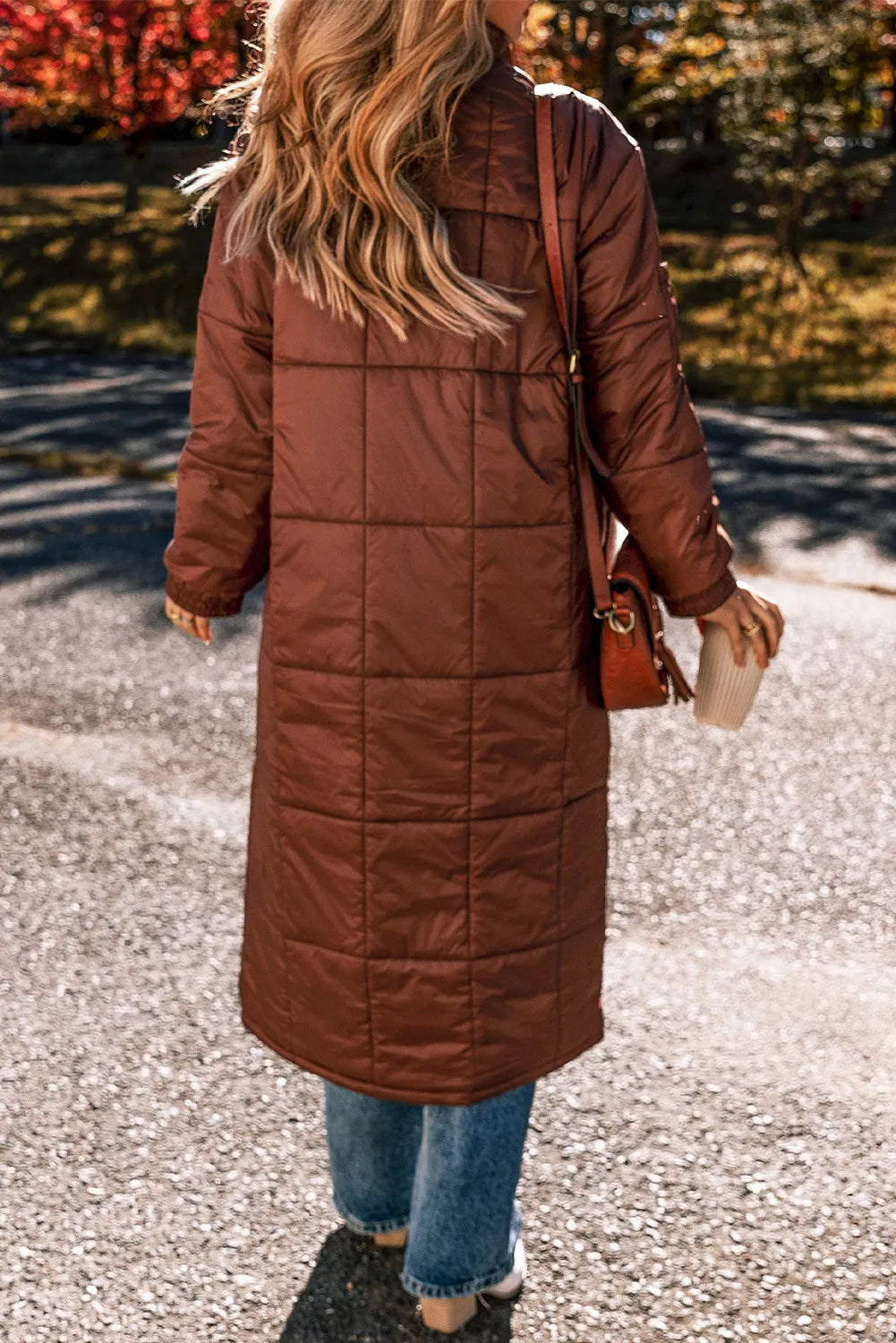 Pocketed Bubble Texture Long Sleeve Longline Winter Coat Secondary image