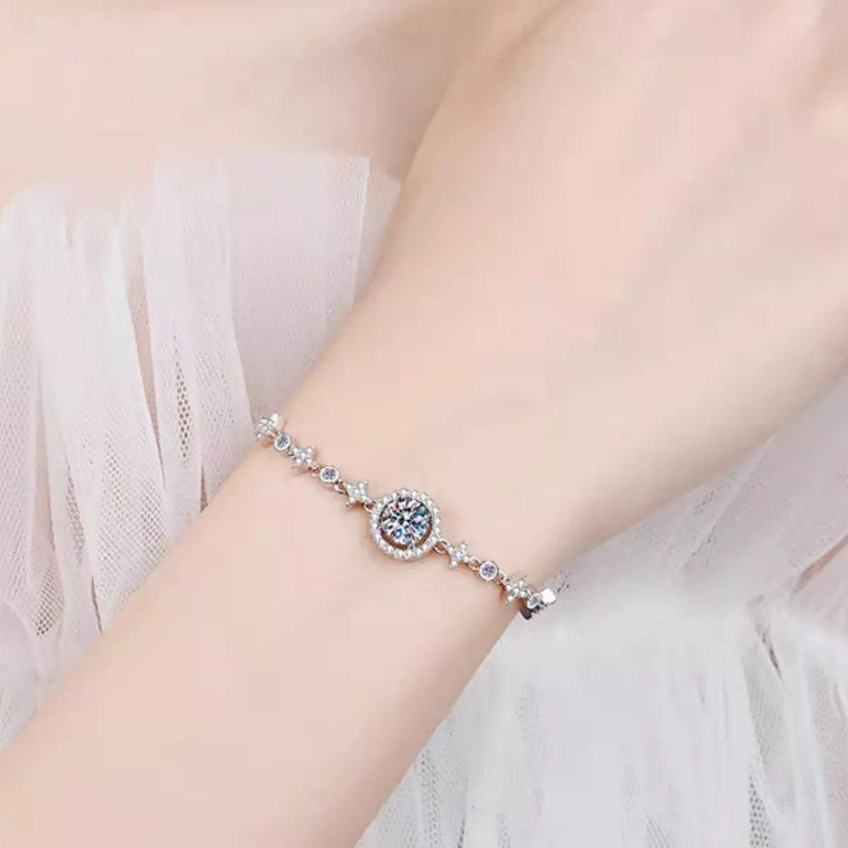 1 Carat Moissanite 925 Sterling Silver Bracelet Secondary image