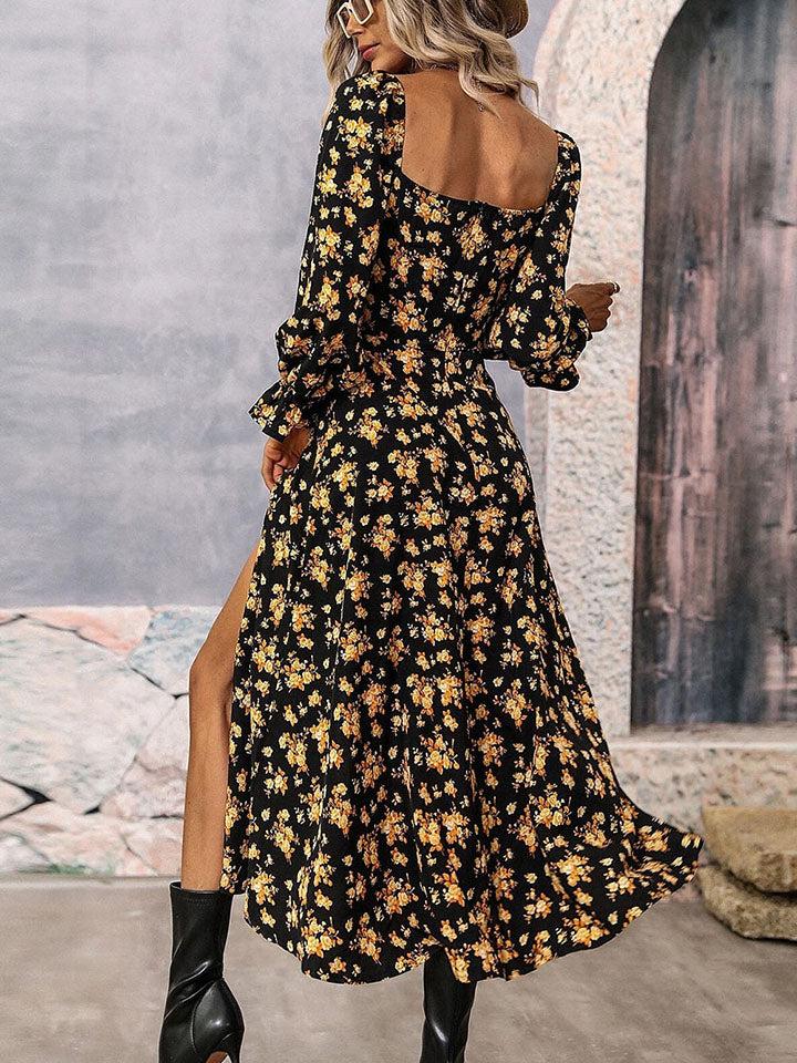 Square Neck Printed Slit Dress Secondary image