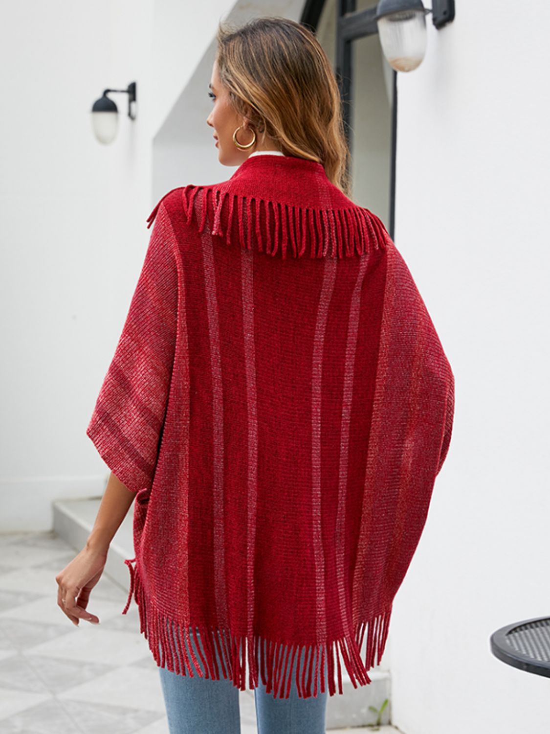 Fringe Detail Open Front Poncho Secondary image