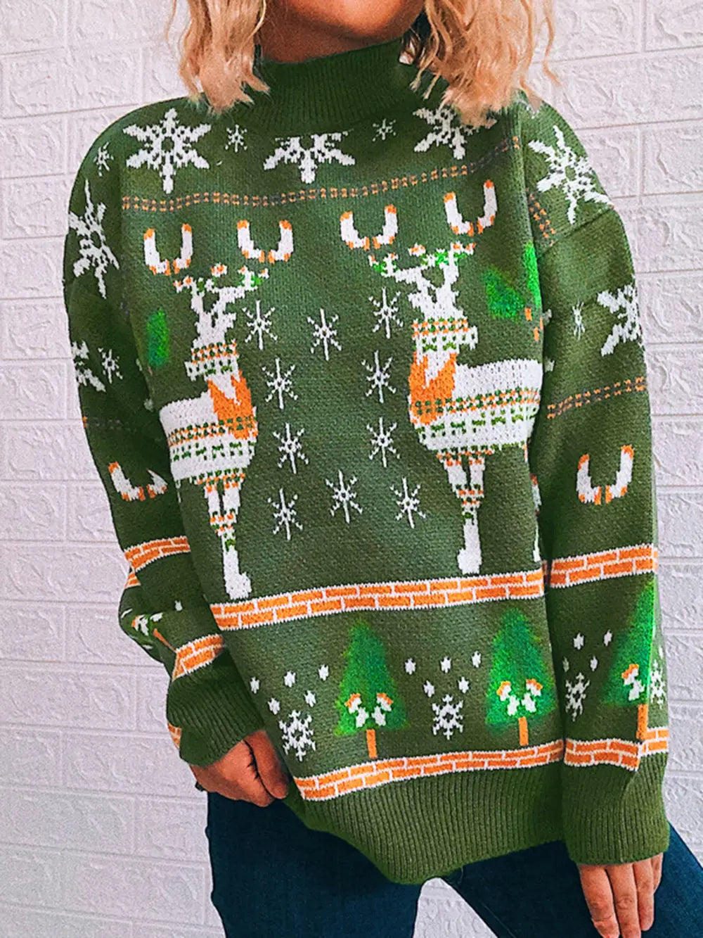 Turtleneck Drop Shoulder Long Sleeve Sweater Secondary image