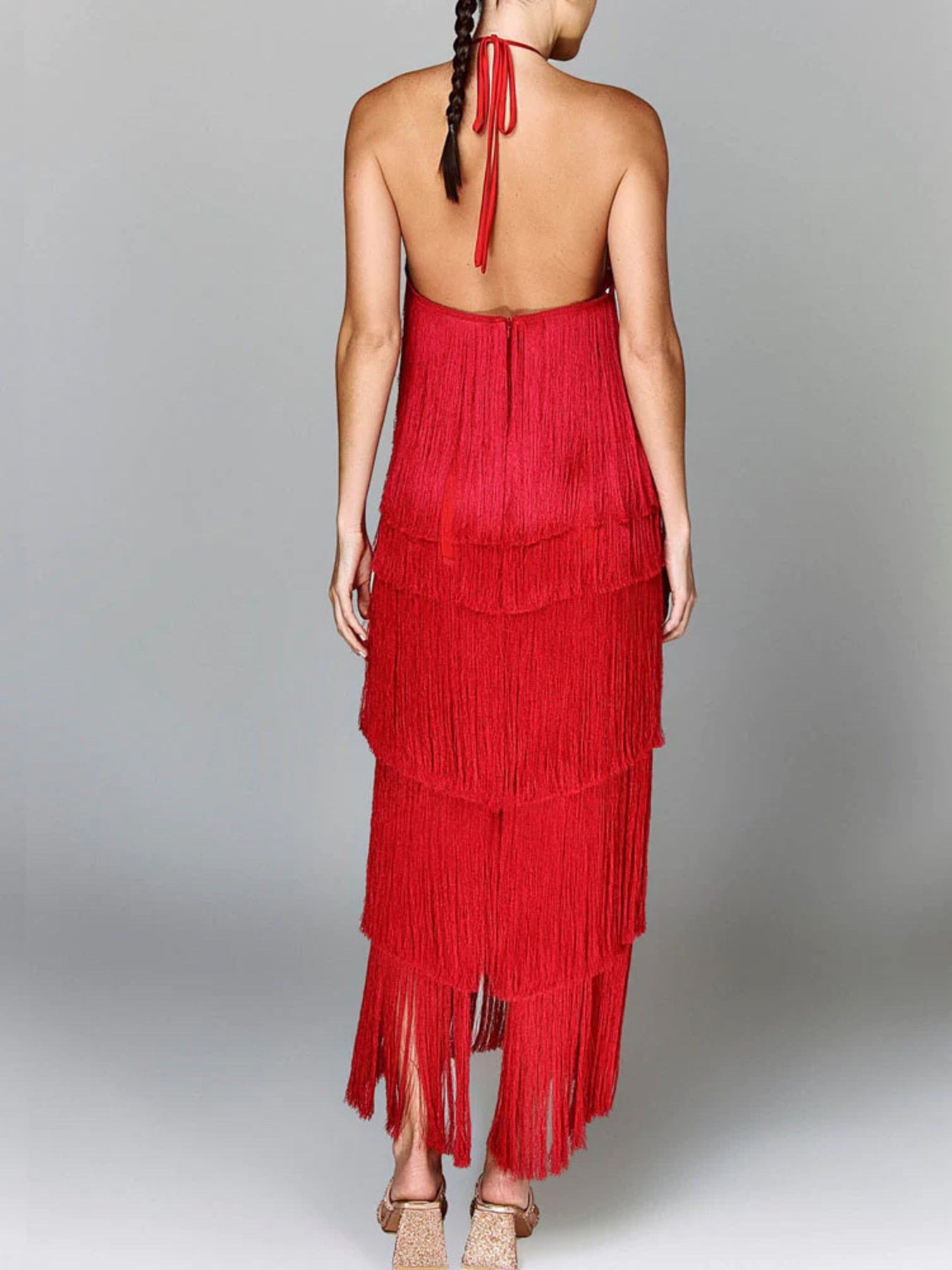 Fringe Halter Neck Maxi Dress Secondary image