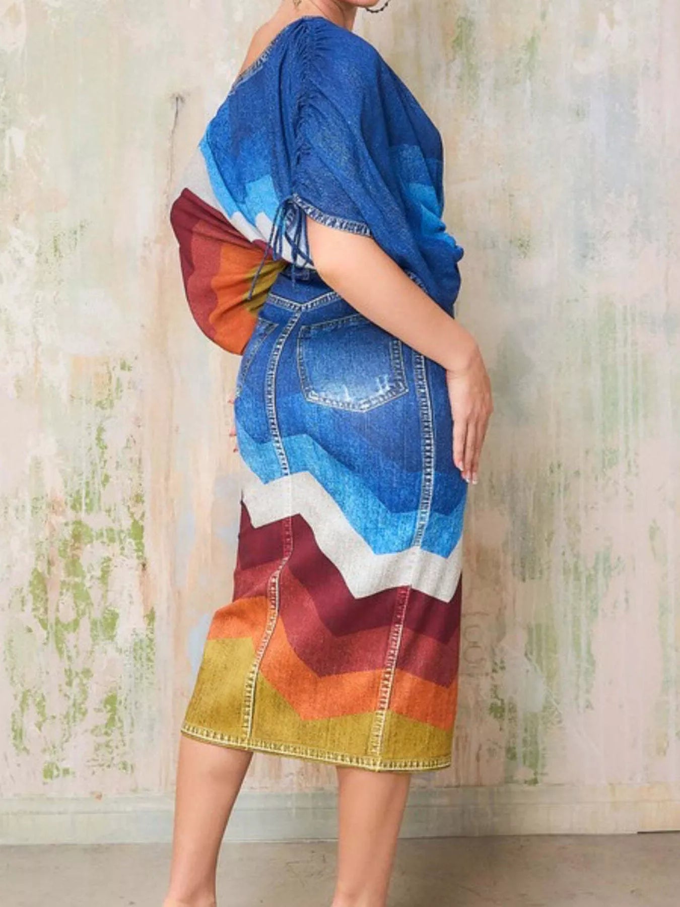 One Shoulder Top and Slit Skirt Set Secondary image