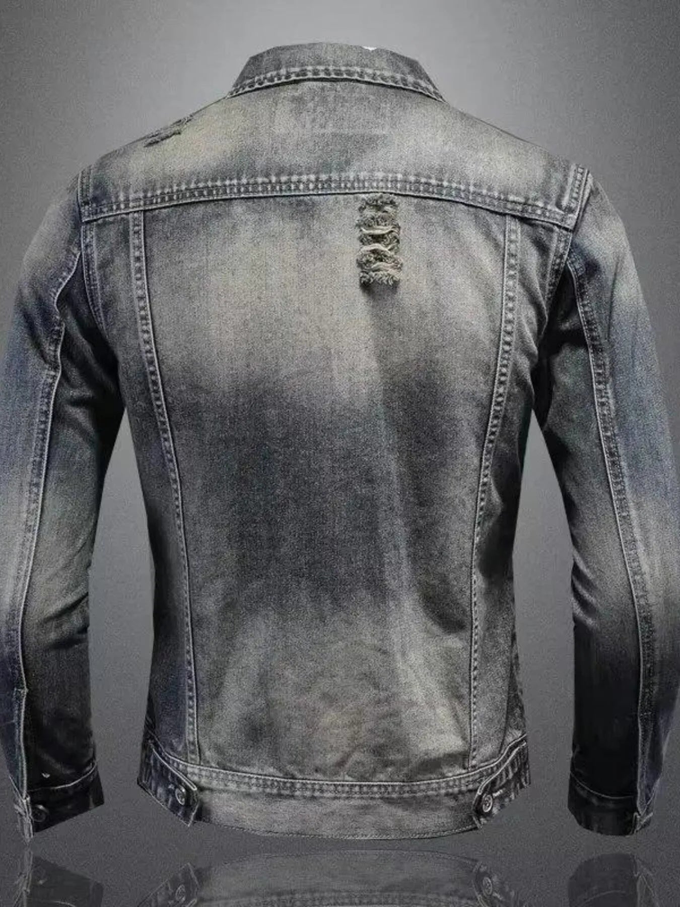 Men's Plus Size Button Up Long Sleeve Denim Jacket Secondary image