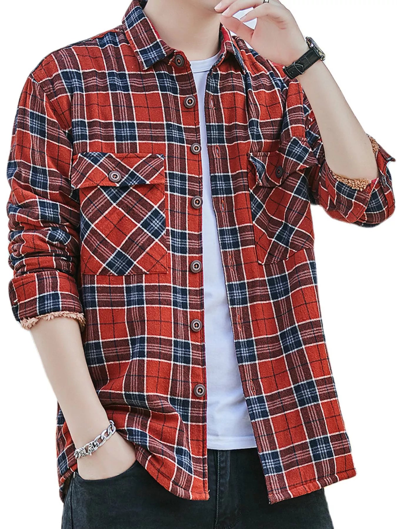 Men's Plus Size Casual Plaid Button Up Shirt Secondary image