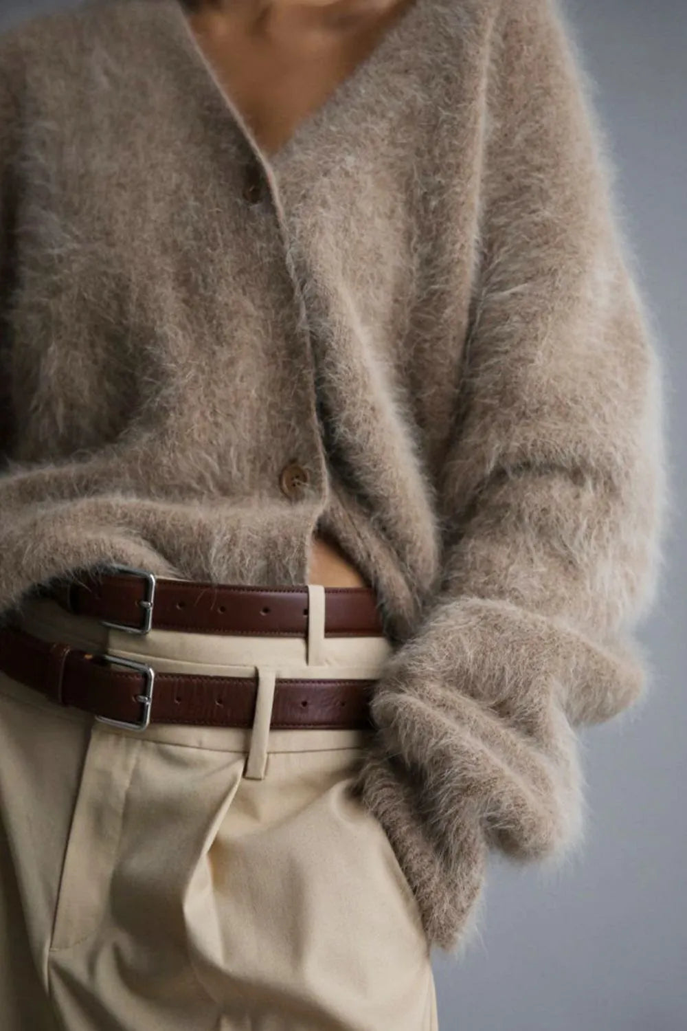 Fuzzy Button Down Long Sleeve Cardigan Secondary image