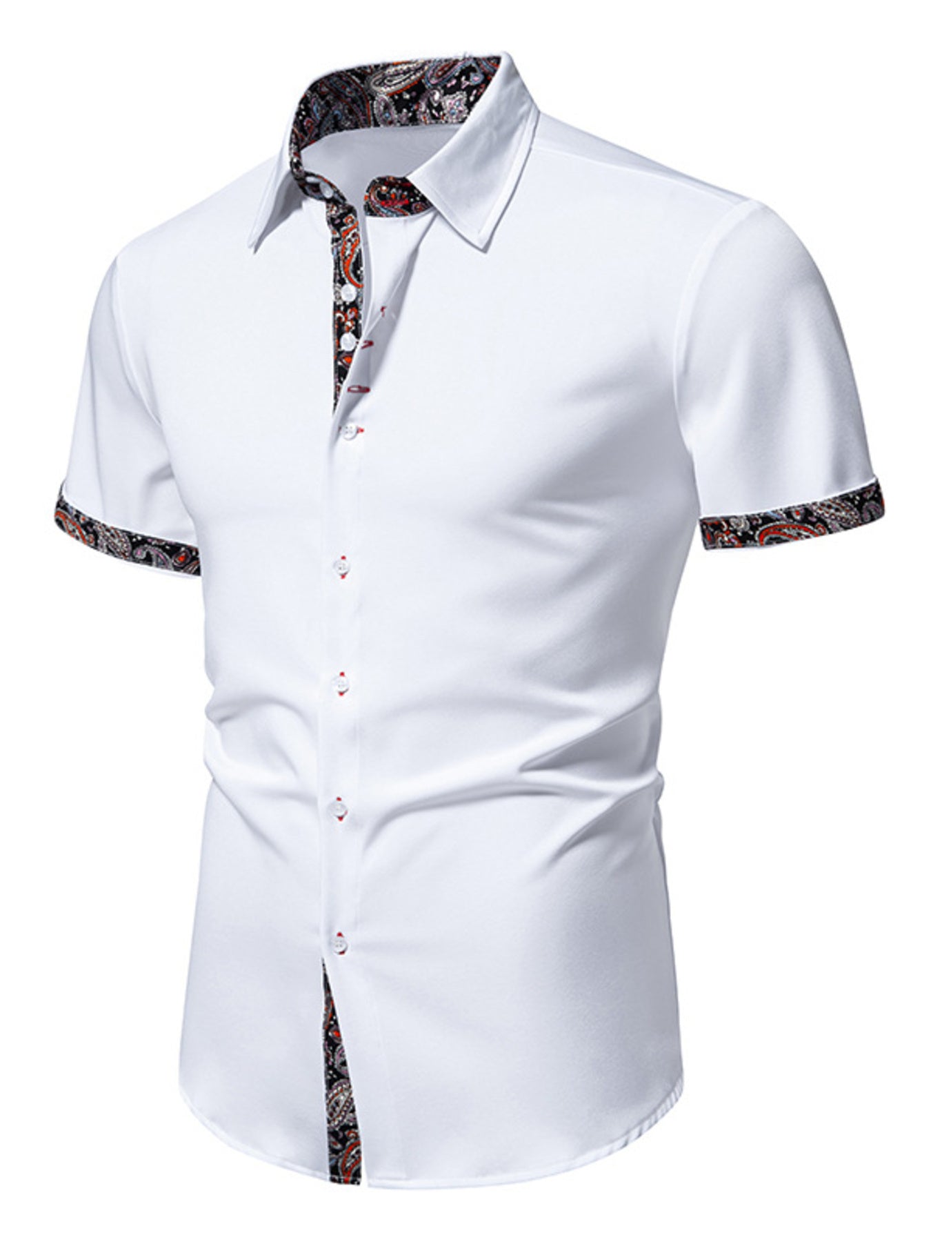 Men's Paisley Trim Short Sleeve Shirt Secondary image