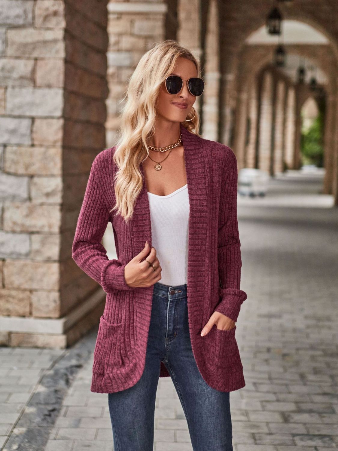 Open Front Cardigan with Pockets Secondary image