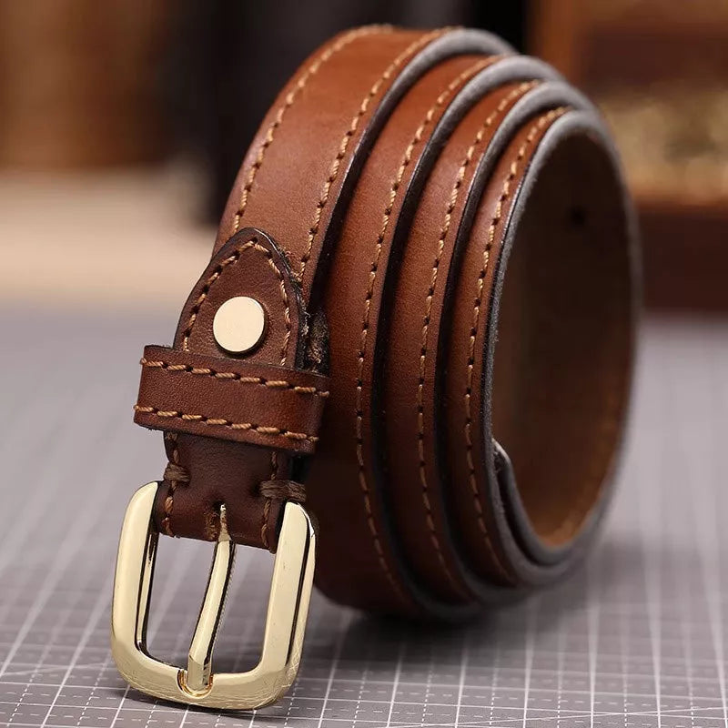 Classic Leather Belt with Buckle Secondary image