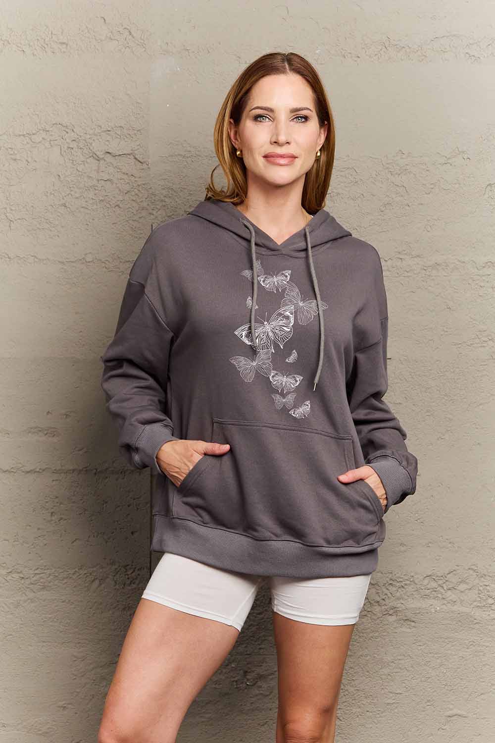 Simply Love Simply Love Full Size Dropped Shoulder Butterfly Graphic Hoodie Secondary image