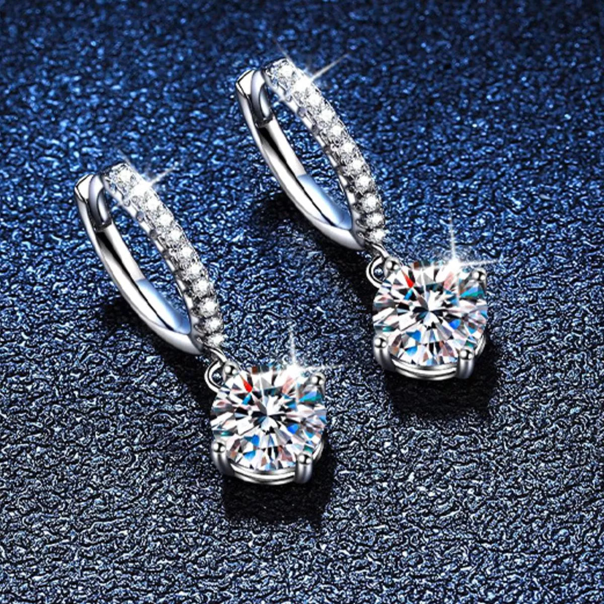 1 Carat Moissanite 925 Sterling Silver Drop Earrings Secondary image