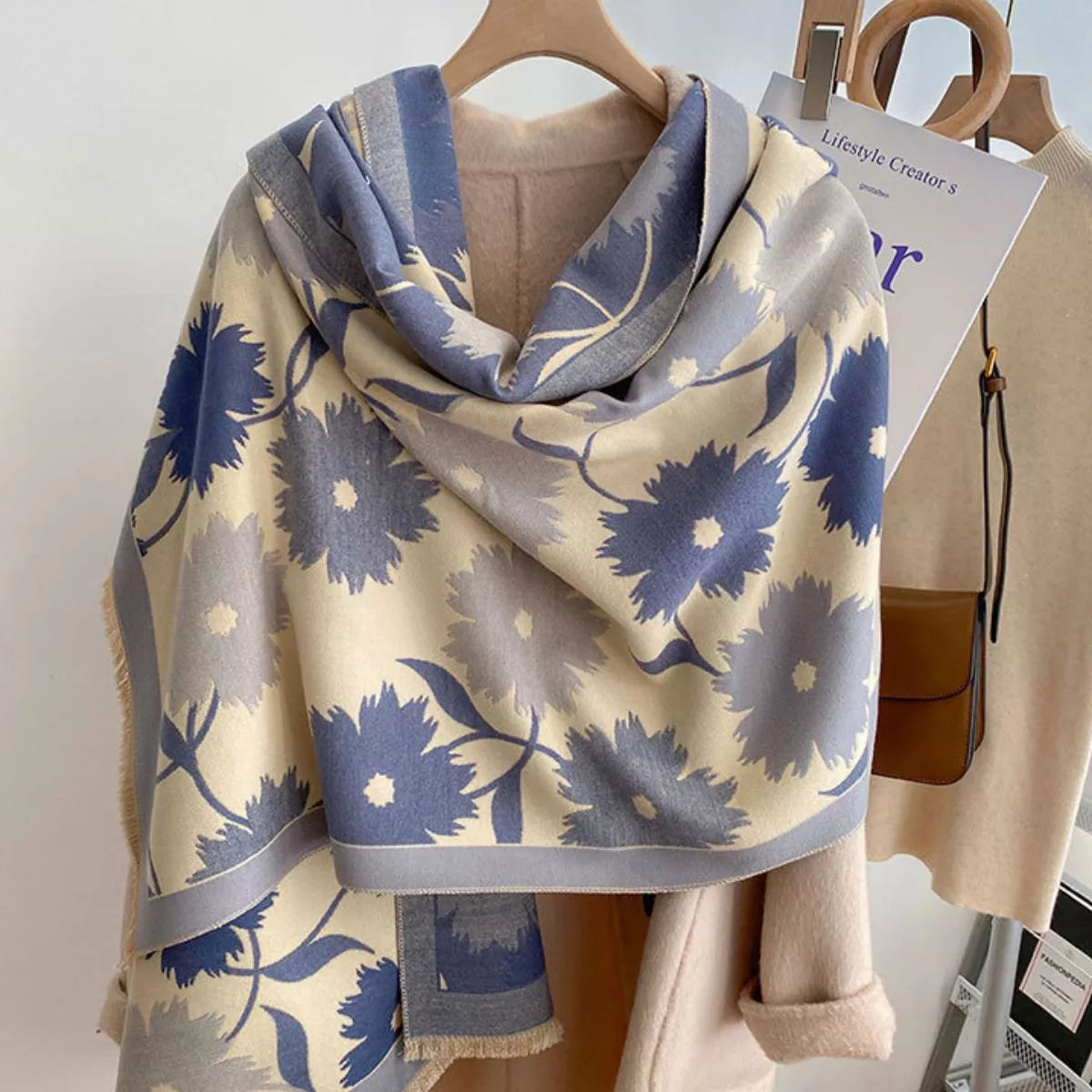 Floral Print Warm Winter Scarf Secondary image
