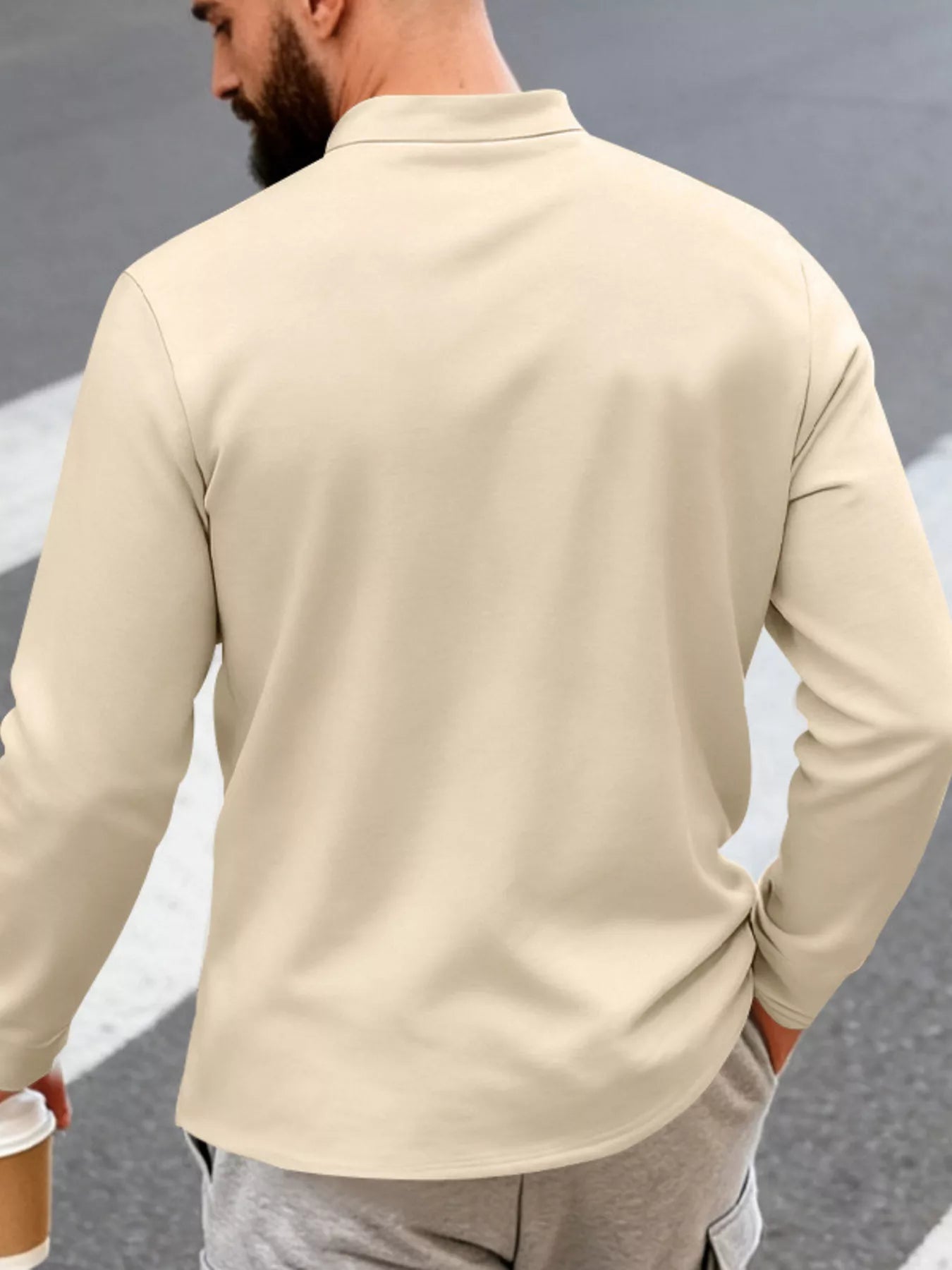 Men's Full Size Button Detail Long Sleeve Shirt Plus Size Secondary image