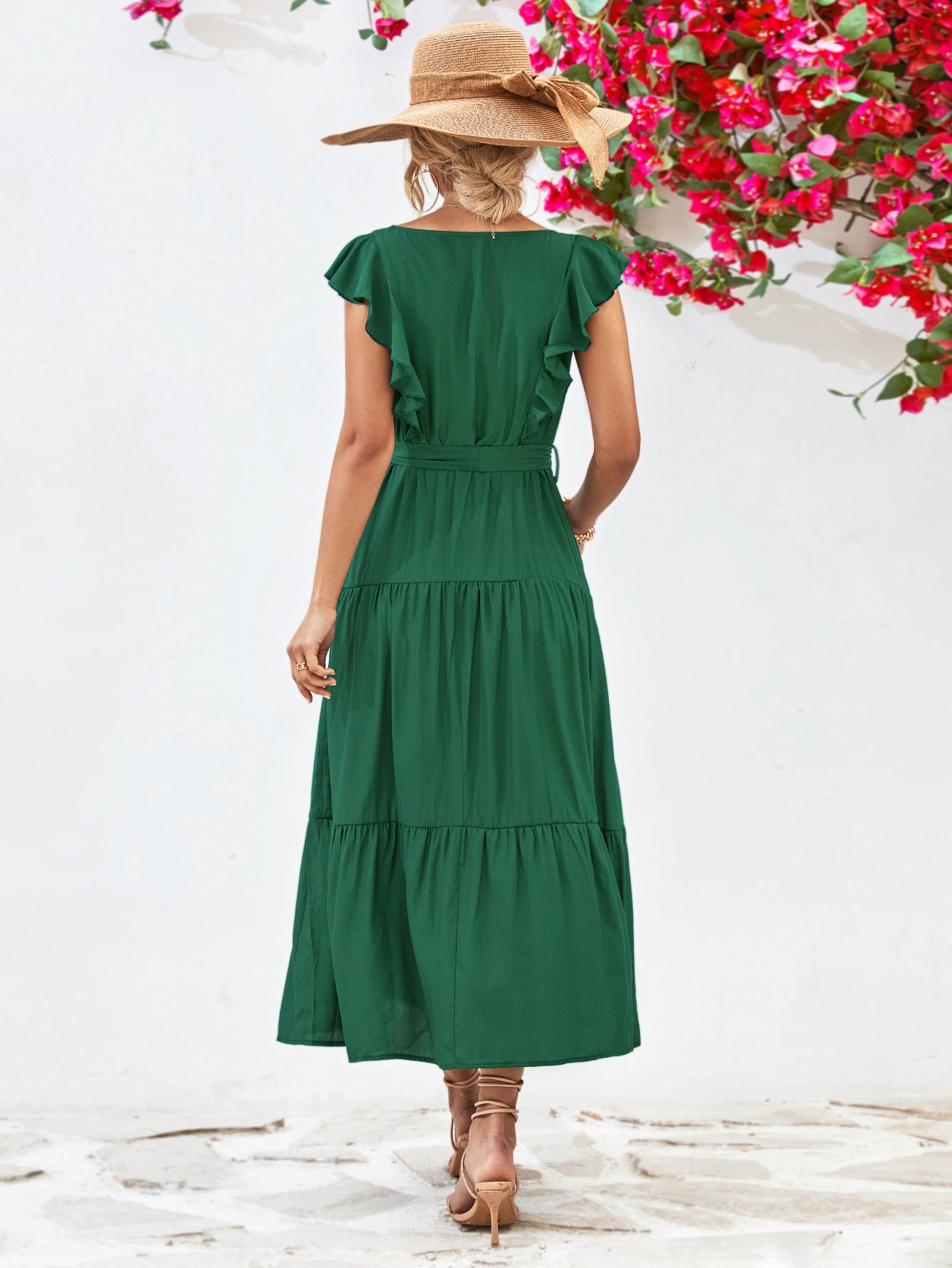 Tie Belt Ruffled Tiered Dress Secondary image