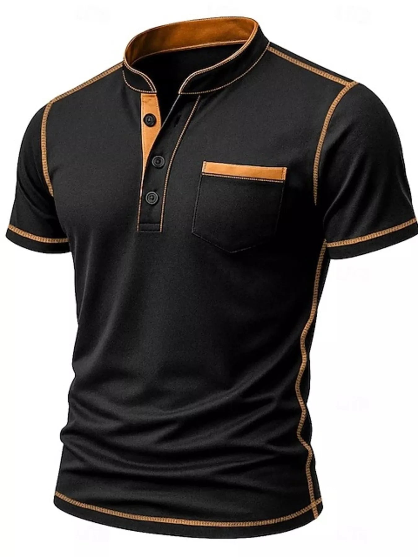 Men's Full Size Contrast Trim Short Sleeve Top Plus Size Secondary image
