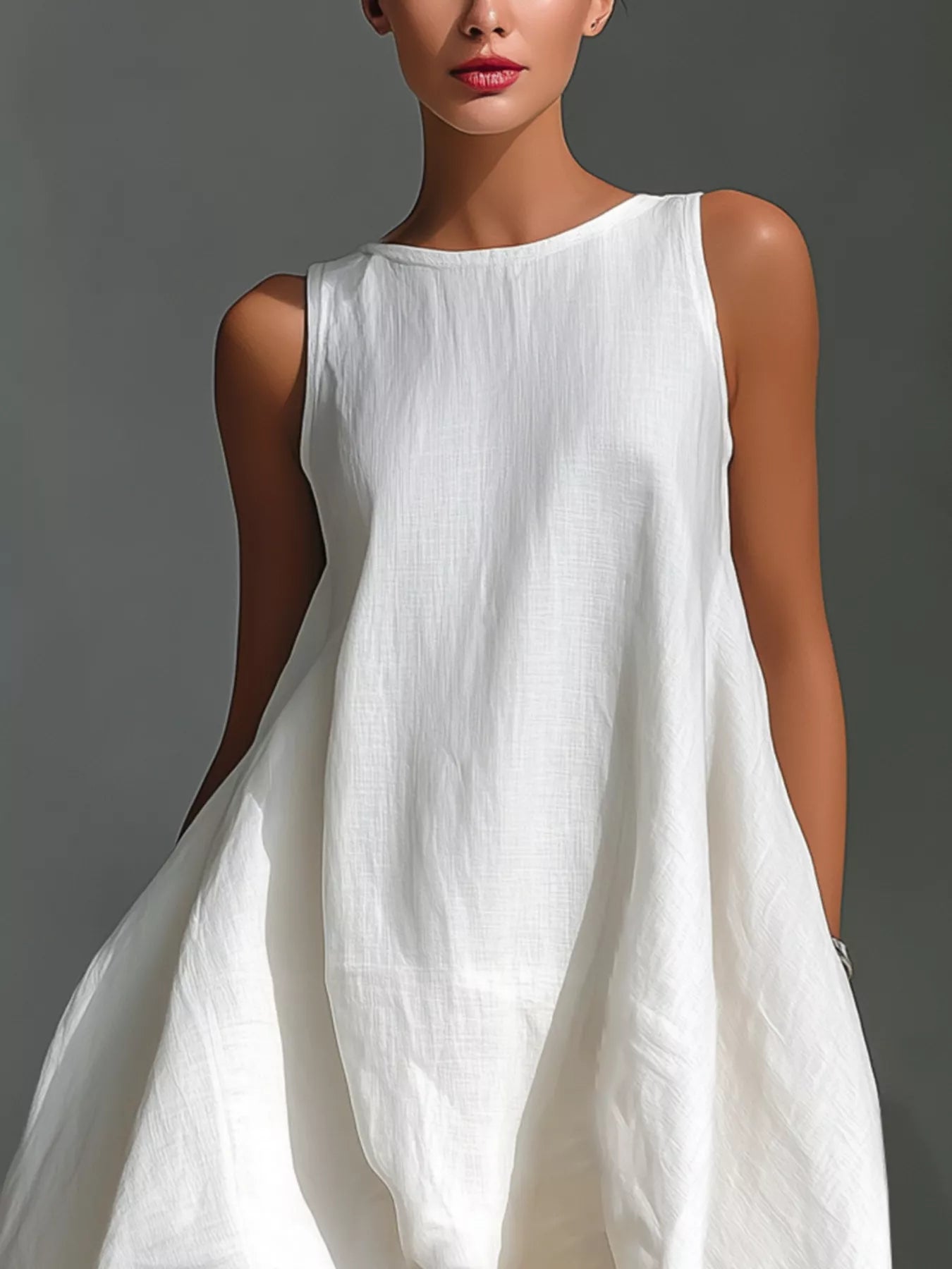 High-Low Round Neck Sleeveless Dress Secondary image