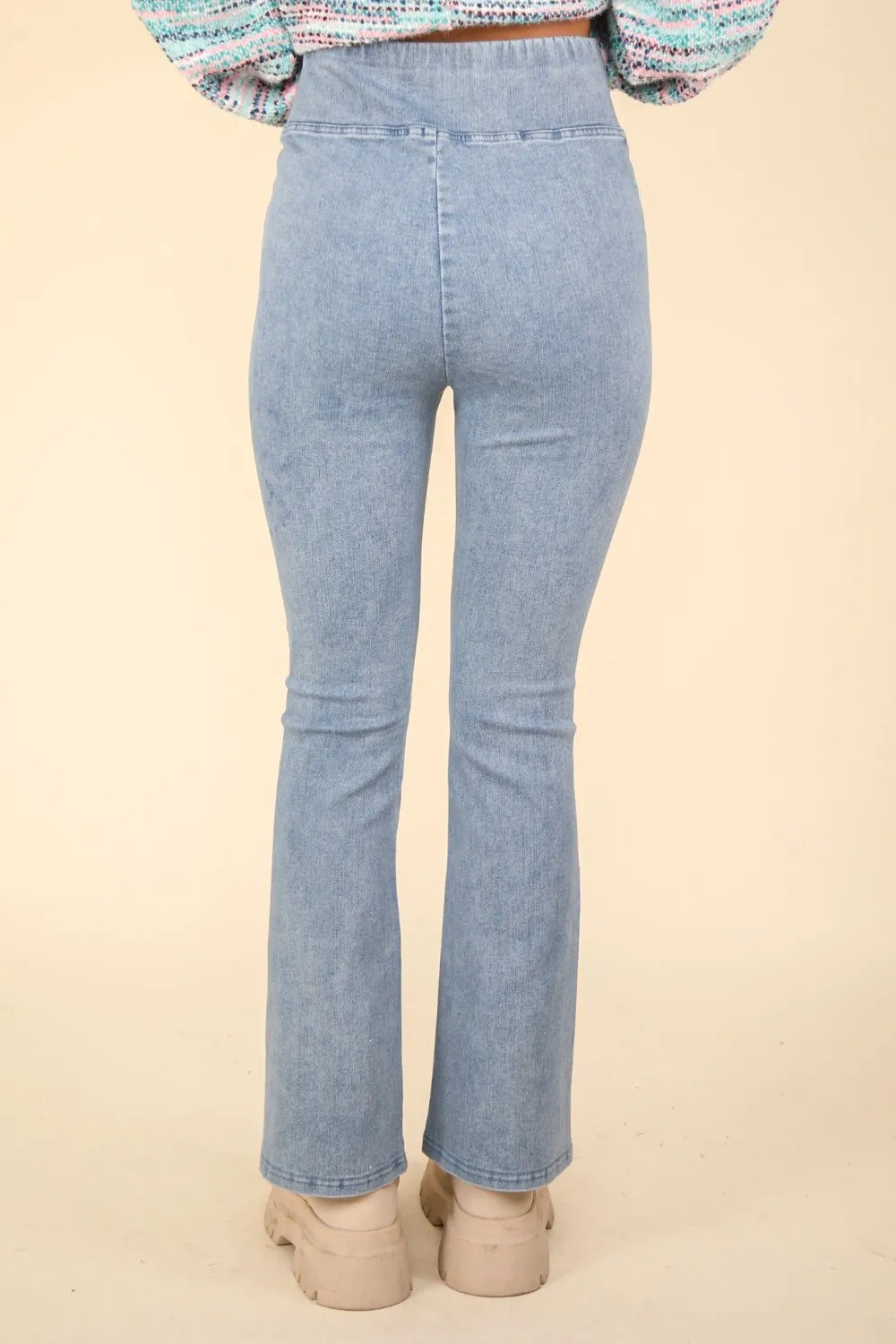 VERY J Washed Denim Stretchy Crossover Waist Leggings Secondary image