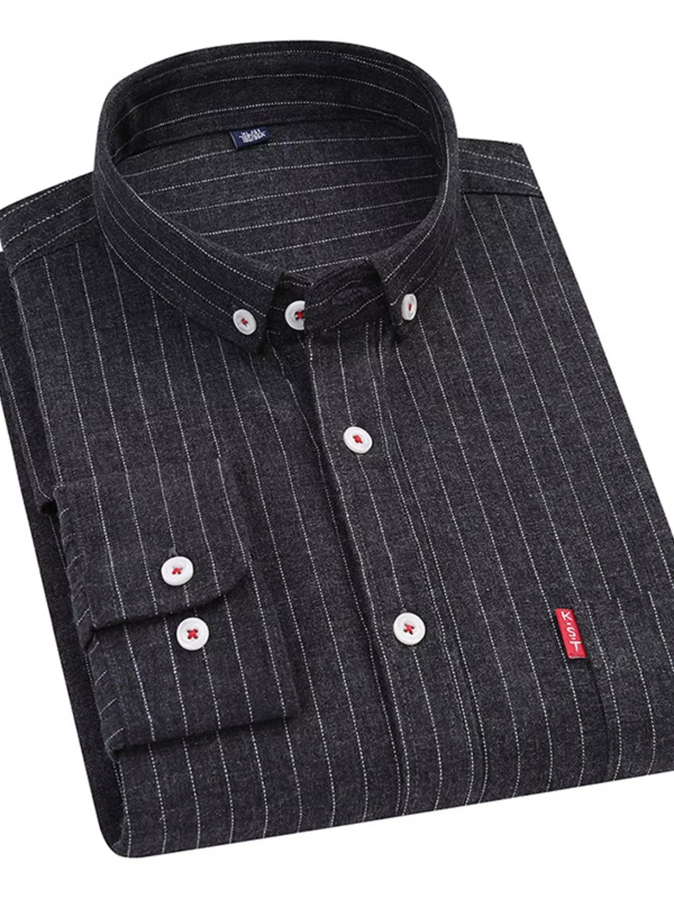 Men's Full Size Striped Long Sleeve Casual Shirt Plus Size Secondary image