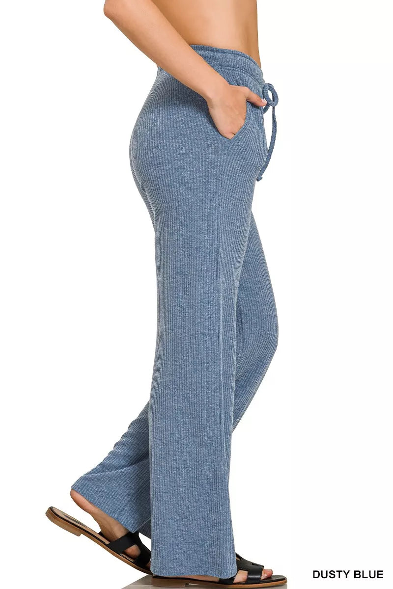 Zenana Ribbed Drawstring Lounge Pants Secondary image