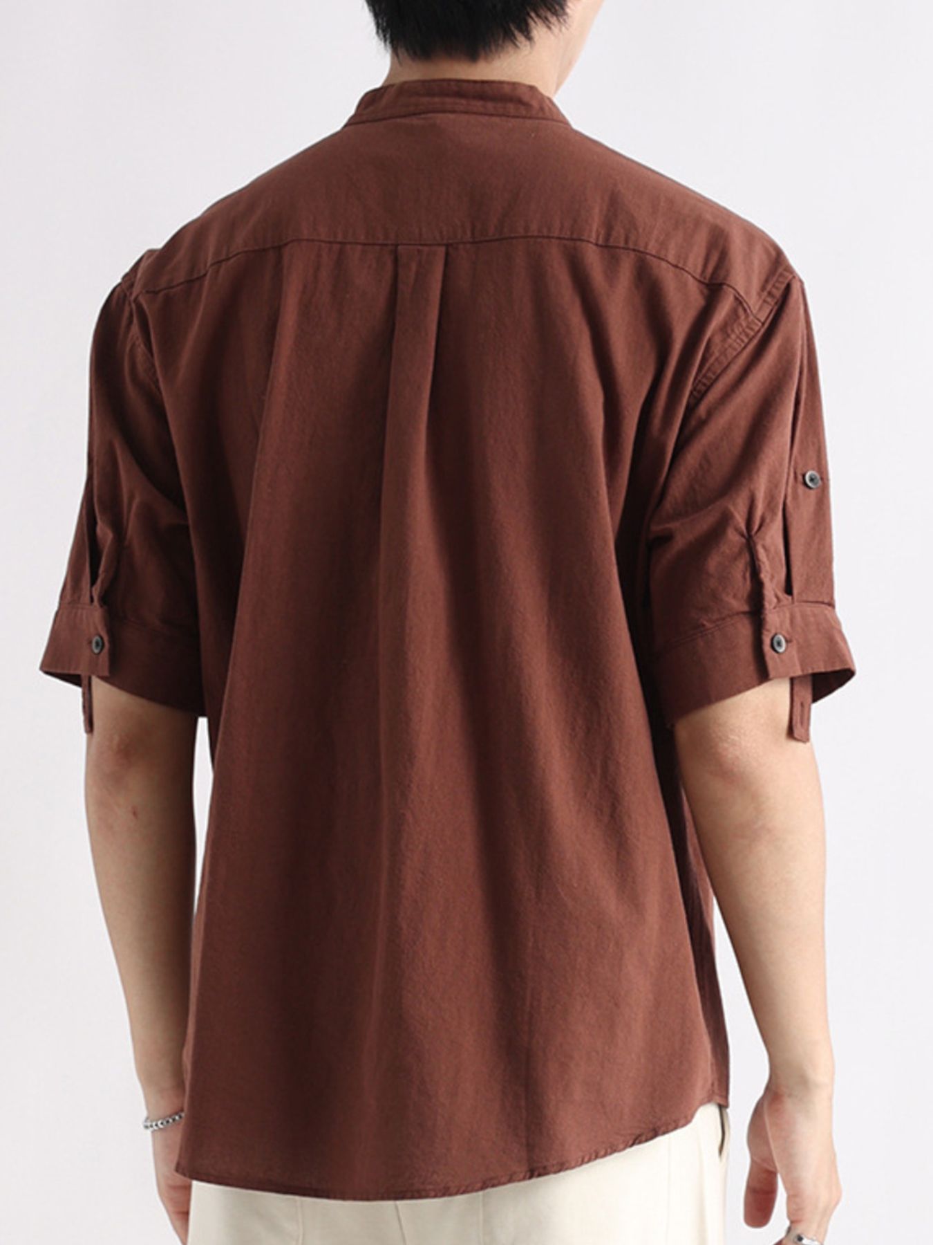 Men's Plus Size Button Detail Short Sleeve Blouse Secondary image