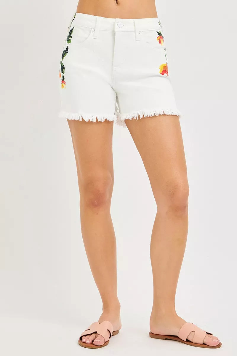 RISEN Tummy Control High Rise Flower Printed Shorts Secondary image