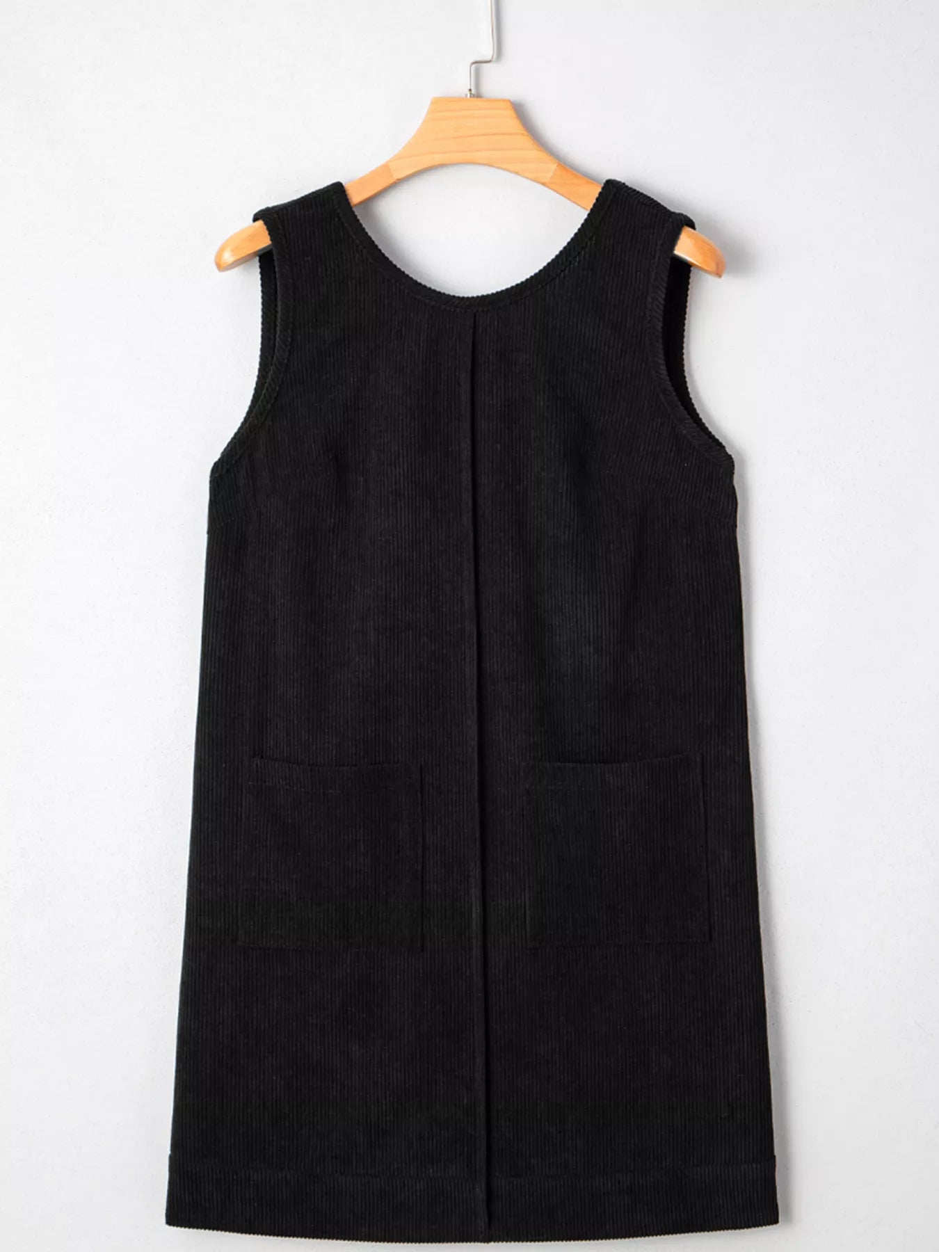 Corduroy Sleeveless Mini Dress with Patched Pockets Secondary image