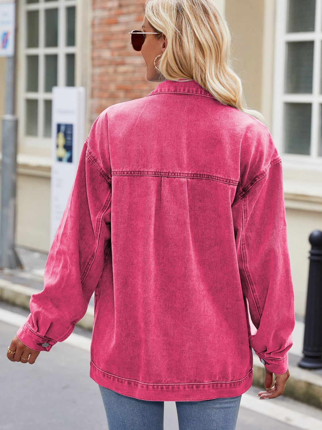 Button Up Denim Jacket with Pockets Secondary image