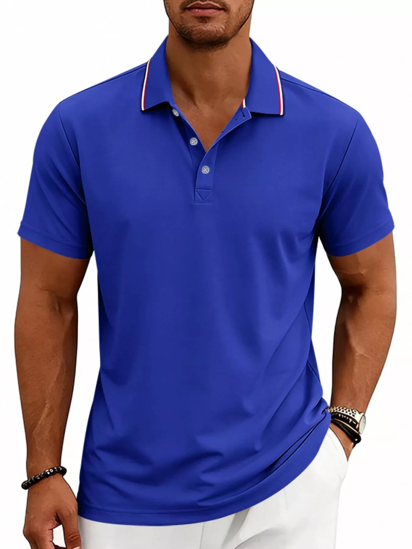 Men's Full Size Casual Button Detail Polo Plus Size Secondary image