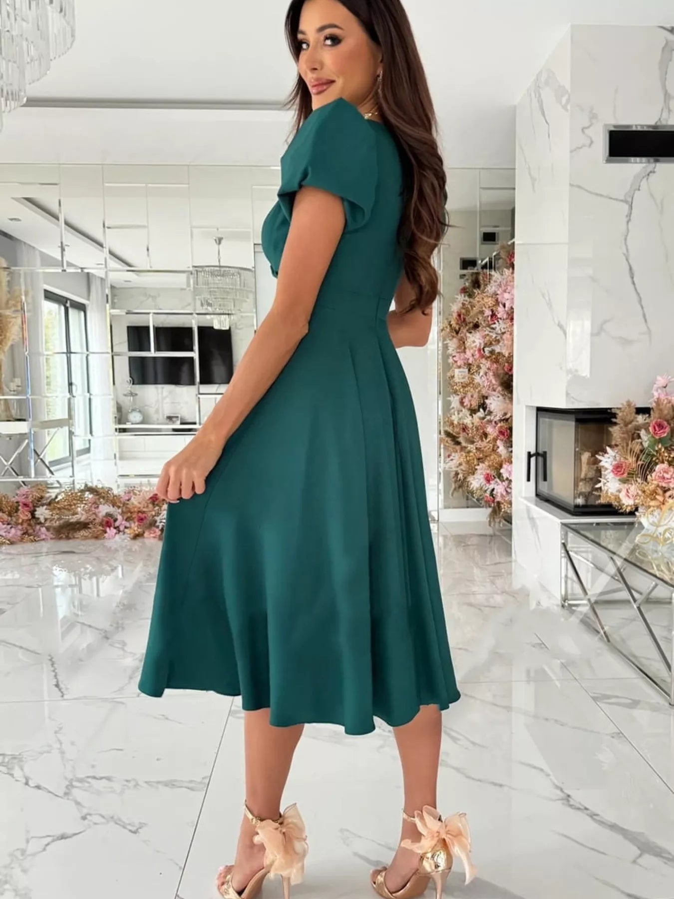 Surplice Short Sleeve Midi Dress Secondary image