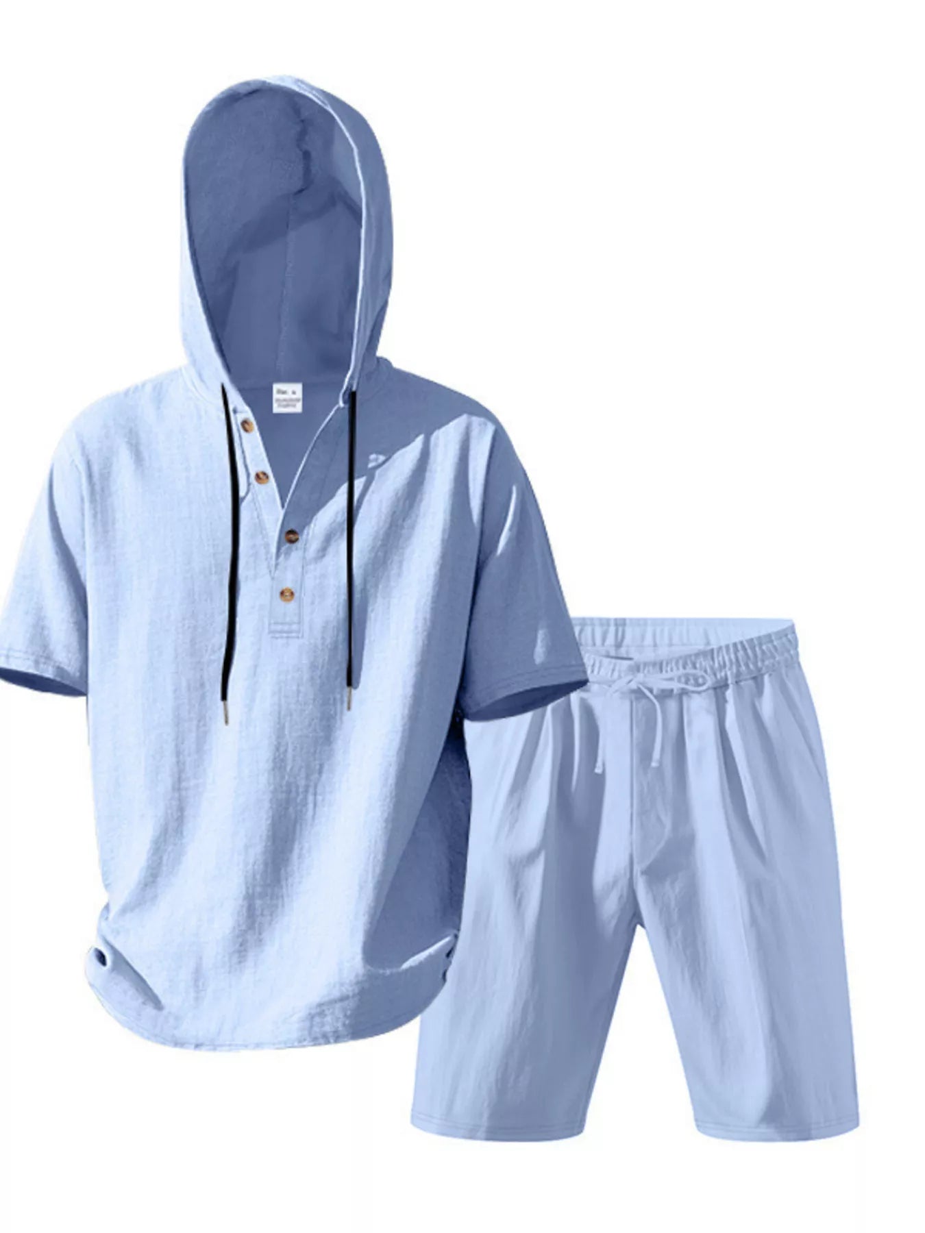 Men's Full Size Casual Short Sleeve Hooded Top & Shorts Set Plus Size Secondary image
